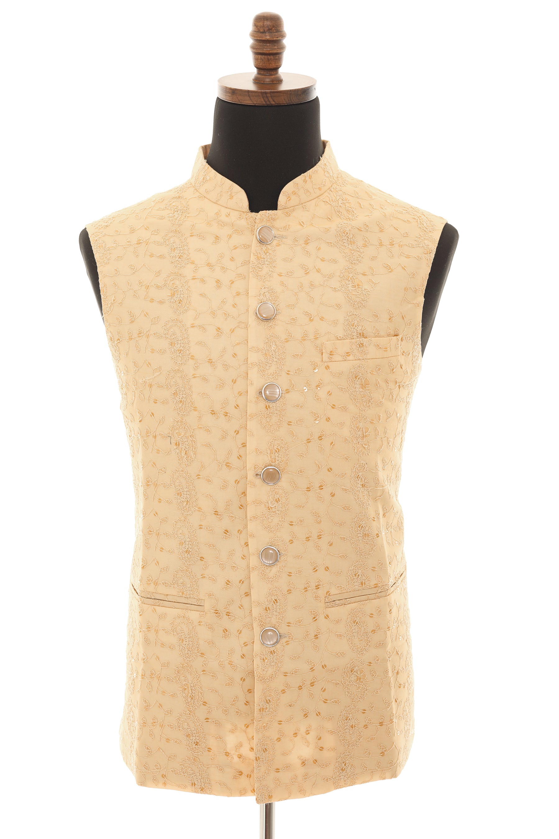 Beige Nehru Jacket for Men