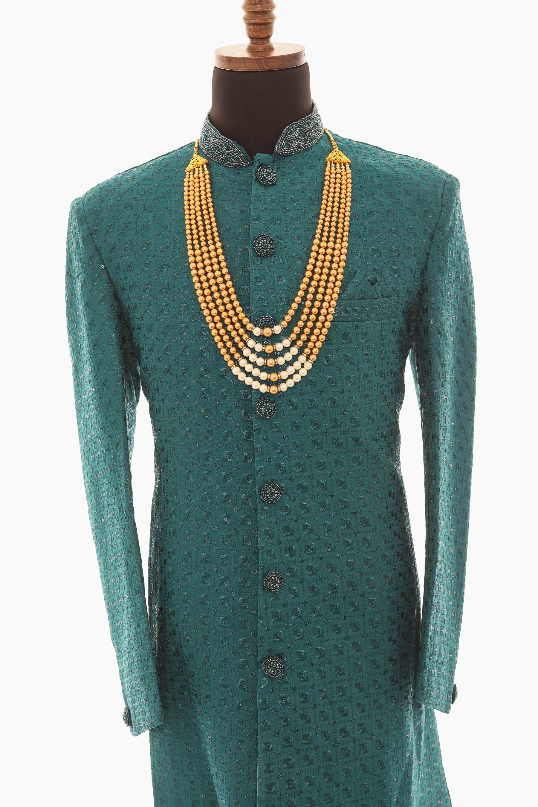 Men Two Tone Copper and White Pearl Necklace Mala