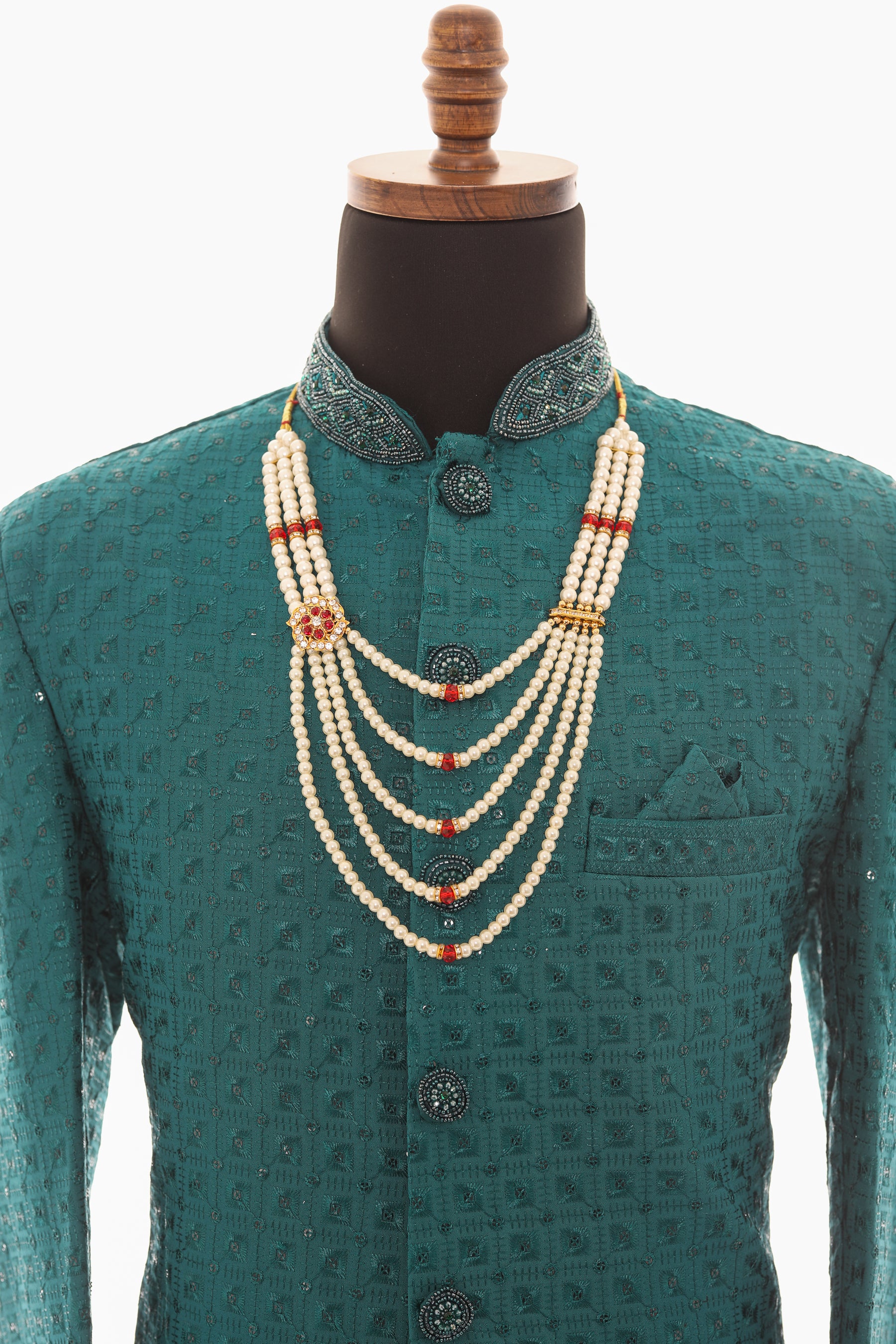 Men White Pearl Necklace – Layered Traditional Mala