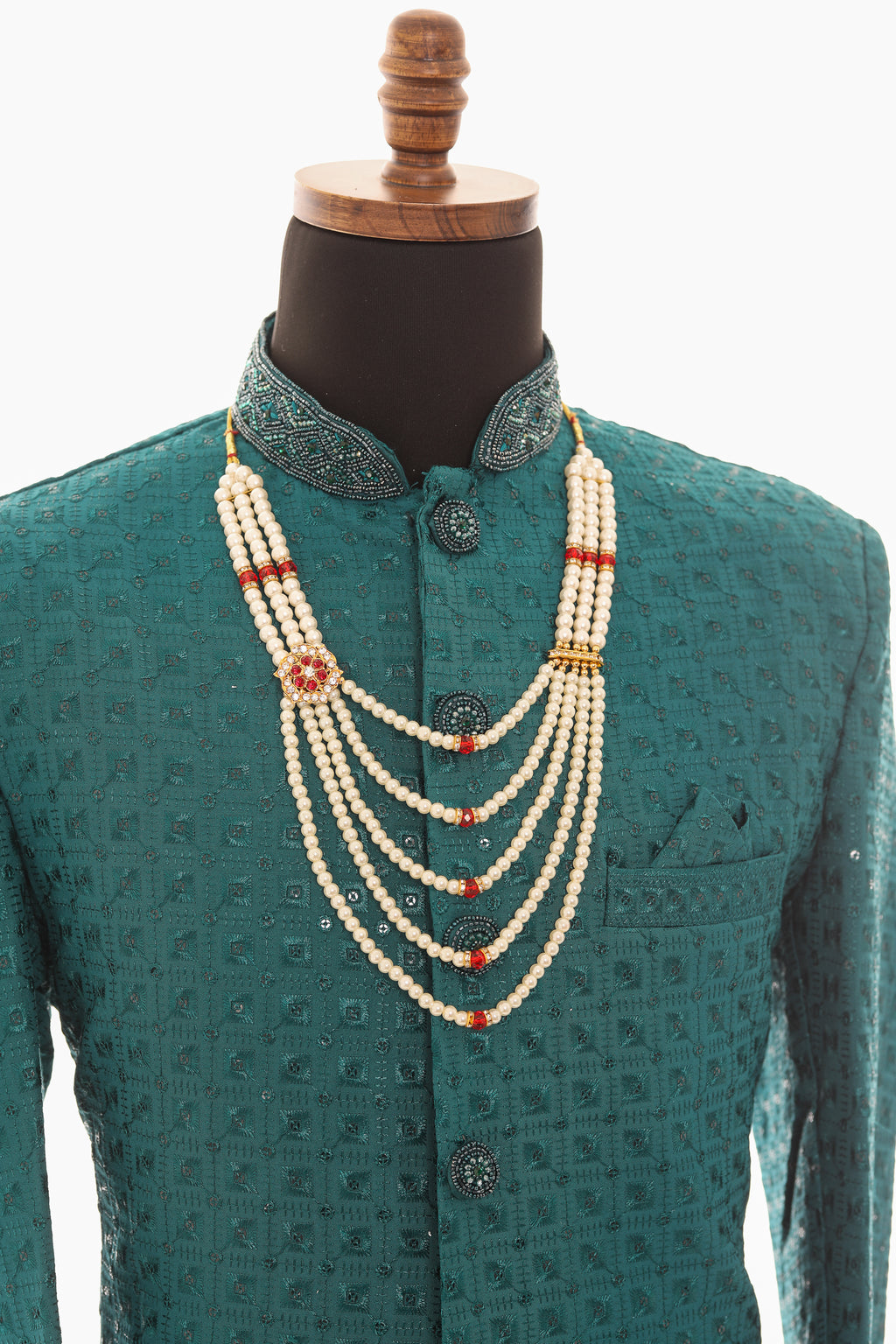 Men White Pearl Necklace – Layered Traditional Mala