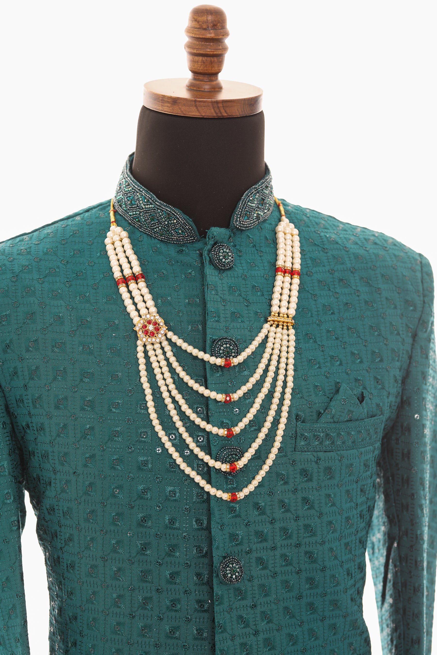 Men White Pearl Necklace – Layered Traditional Mala