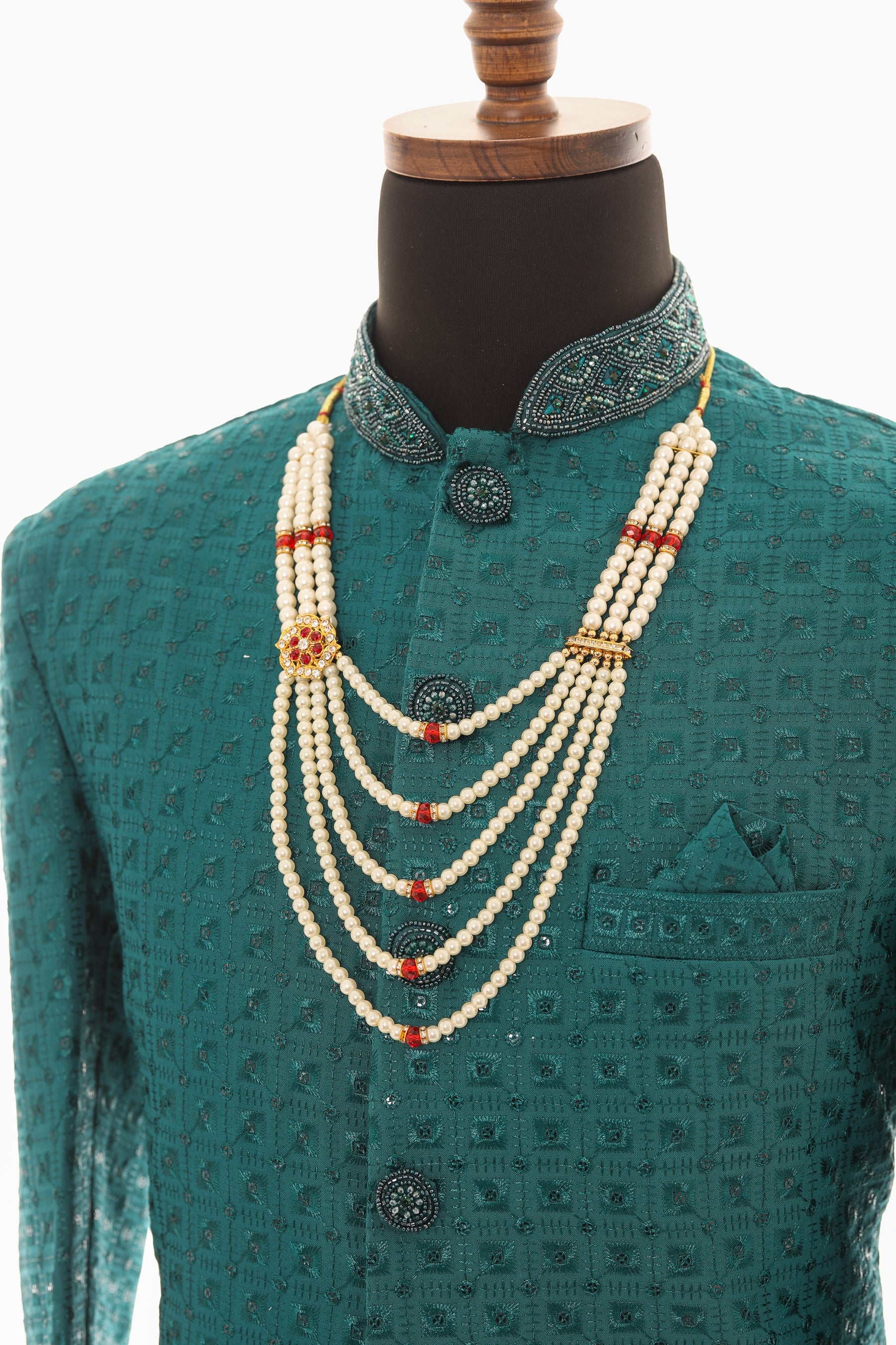 Men White Pearl Necklace – Layered Traditional Mala