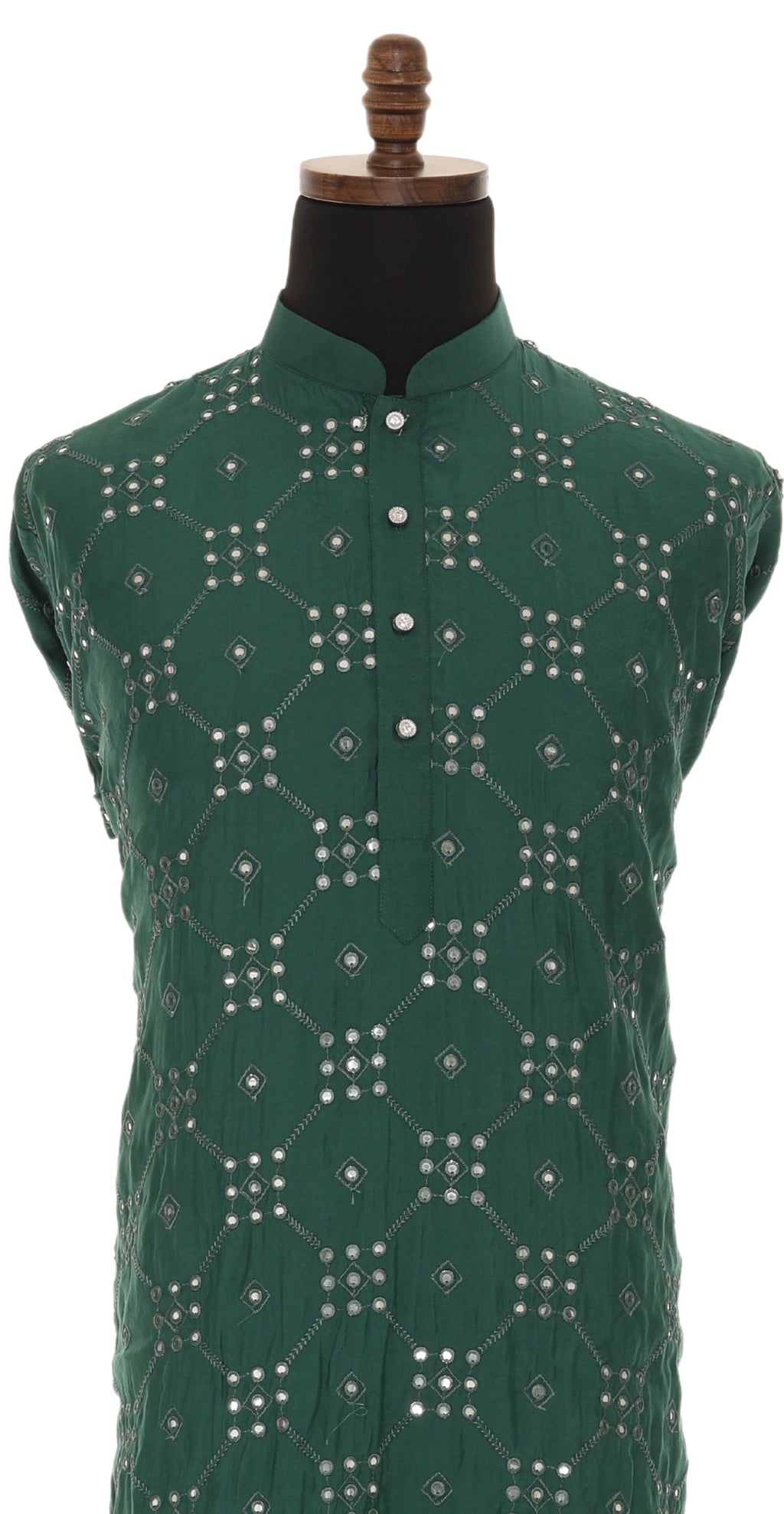 Men's Readymade Green Mirrorwork Kurta Pajama