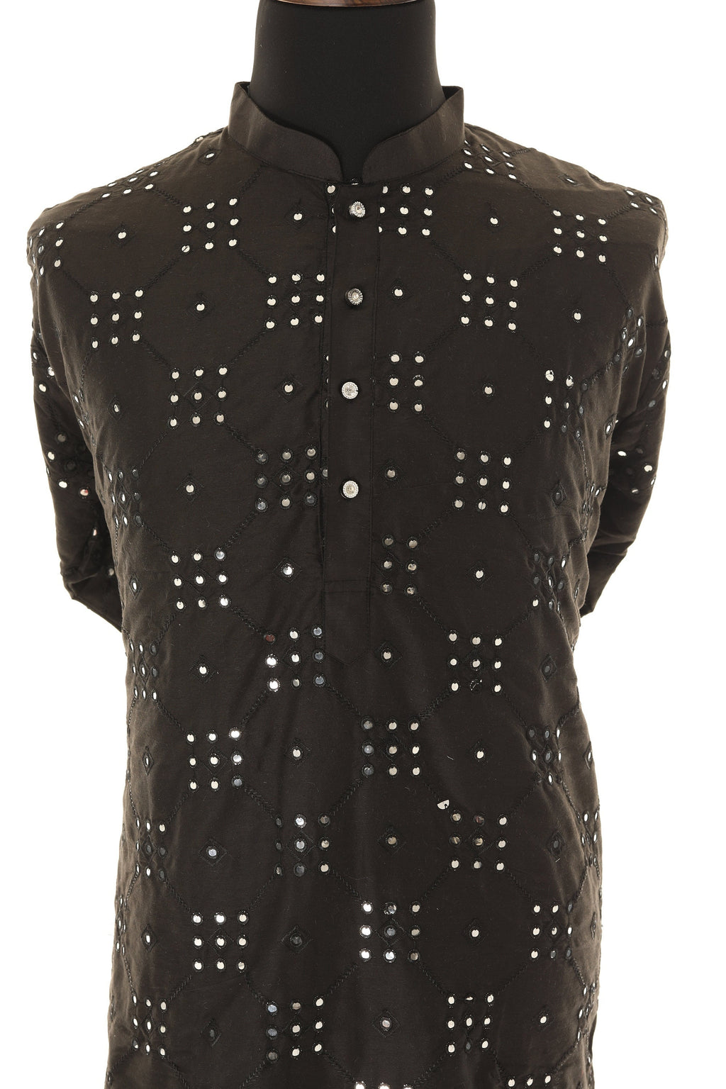 Men's Readymade Black Mirrorwork Kurta Pajama