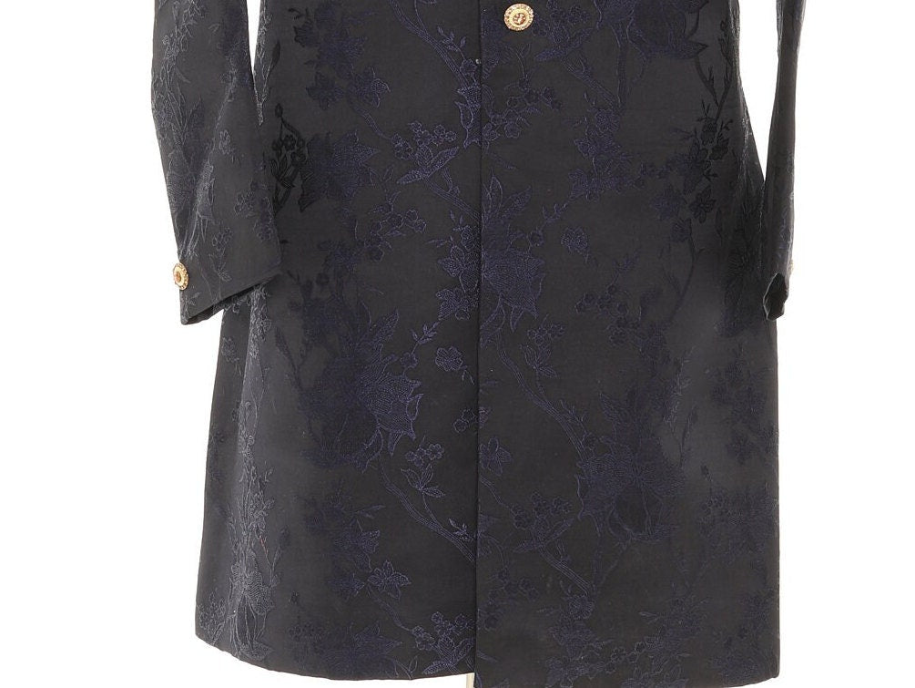 Blue Art Silk Indo-Western Style Sherwani With Platted Pants