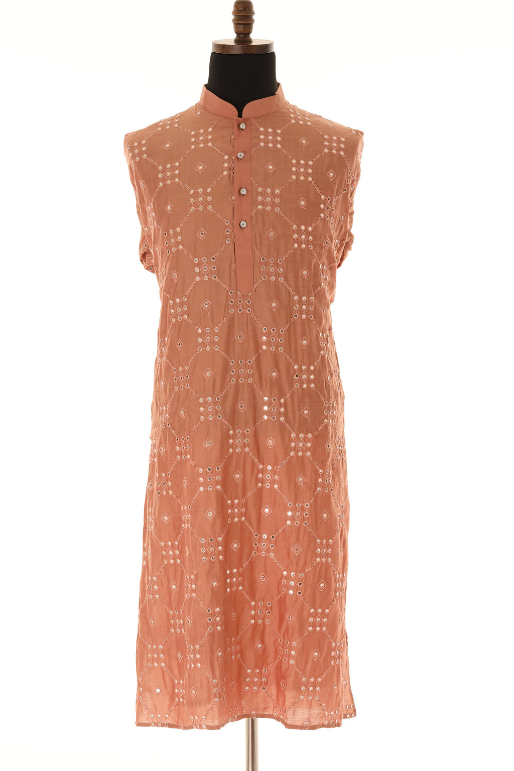 Men's Readymade Rose Gold Shade Mirrorwork Kurta Pajama