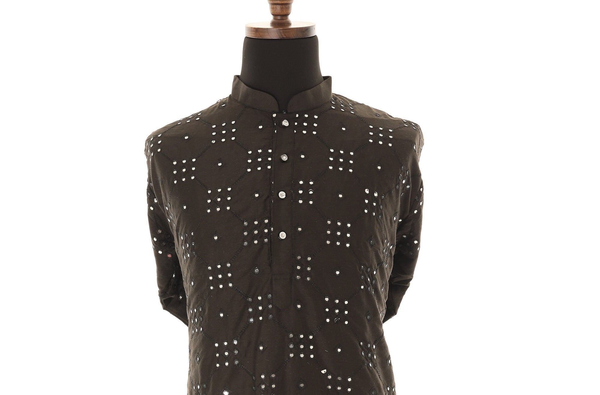 Men's Readymade Black Mirrorwork Kurta Pajama