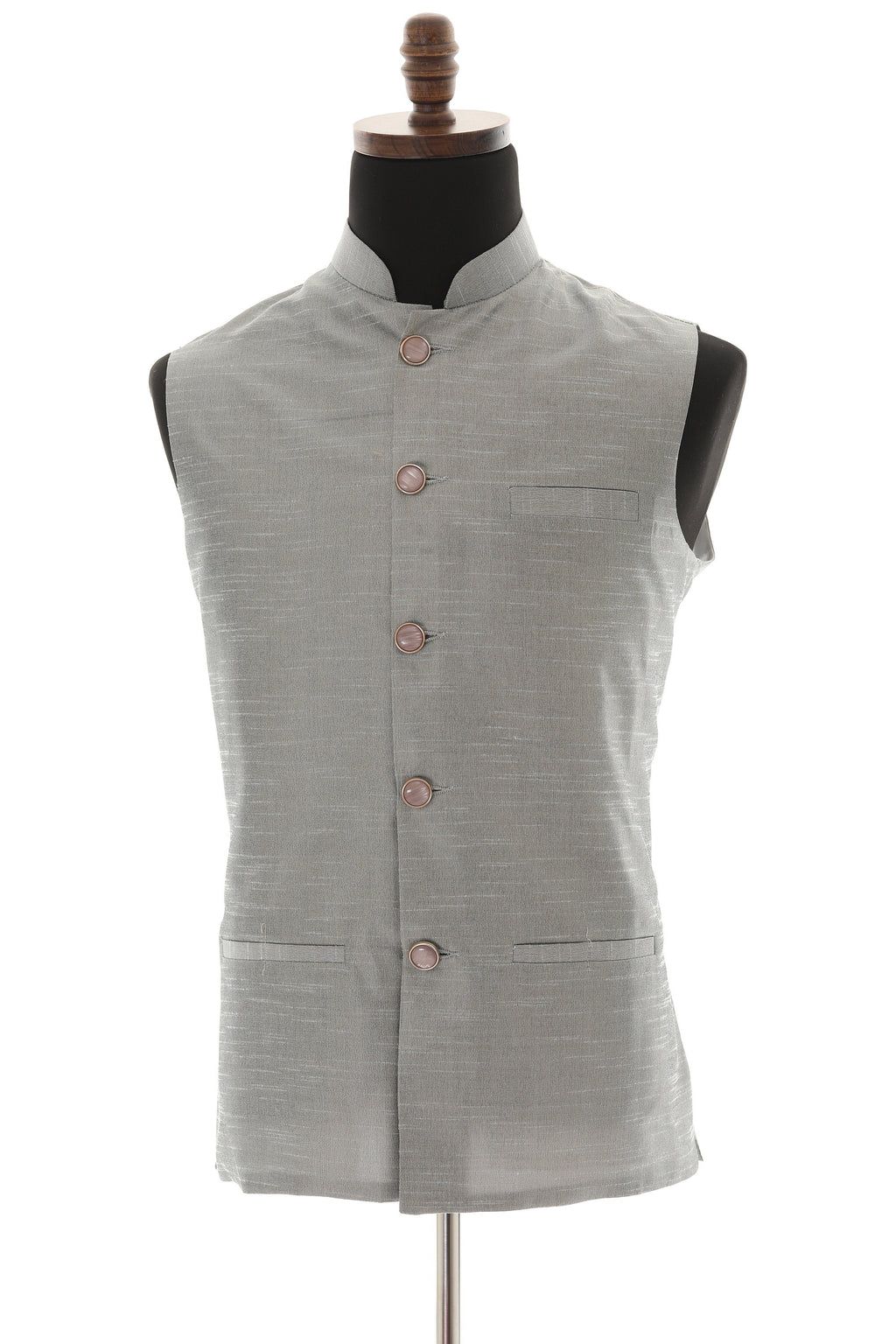 Men's Steel Gray Nehru Jacket, Sleeveless Jacket