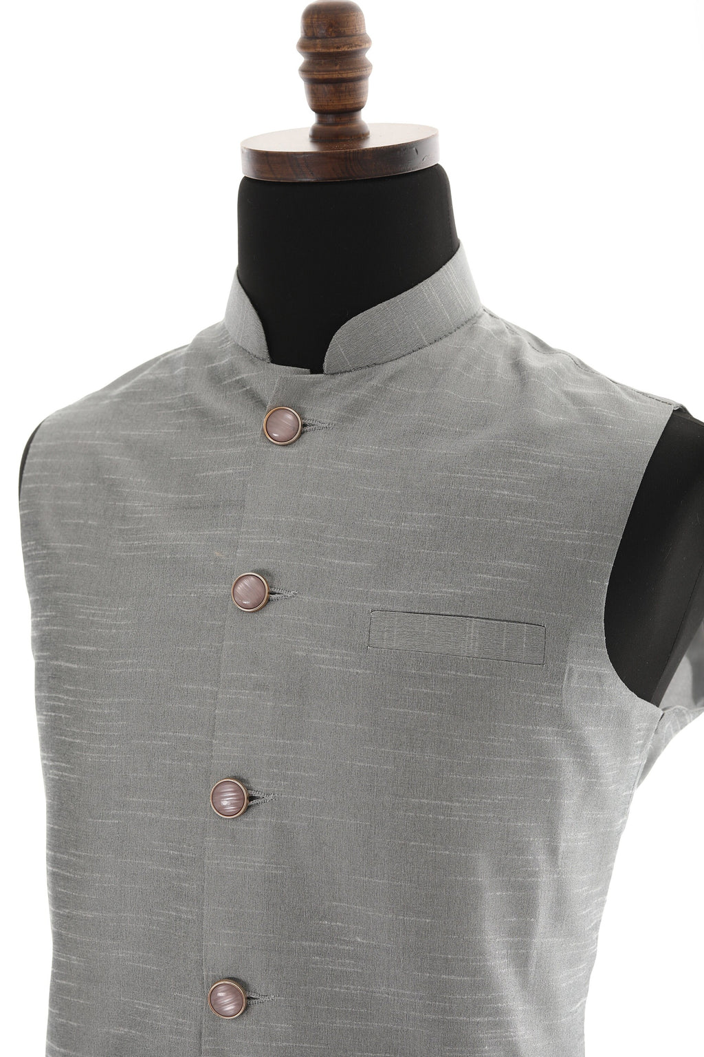 Men's Steel Gray Nehru Jacket, Sleeveless Jacket
