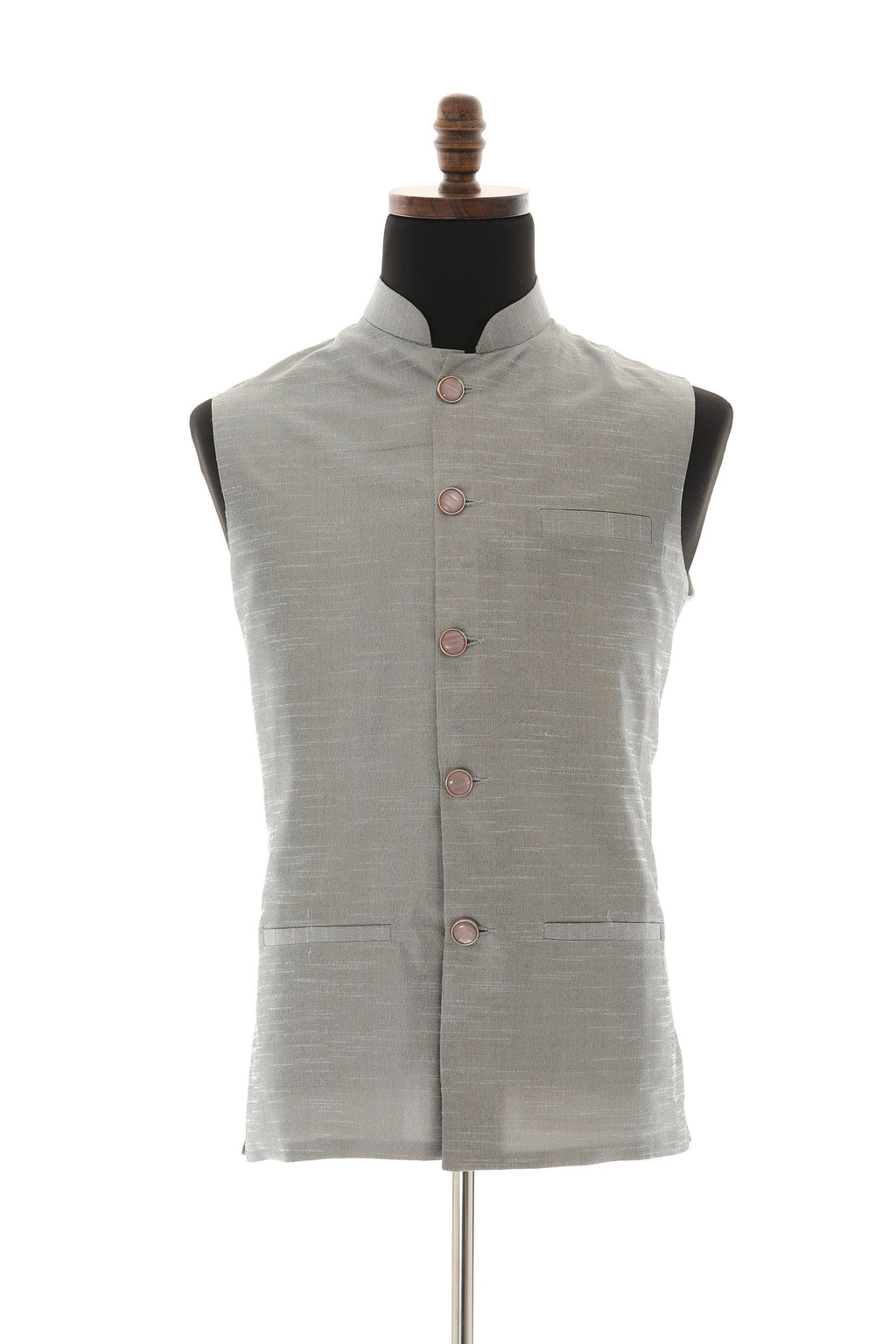 Men's Steel Gray Nehru Jacket, Sleeveless Jacket