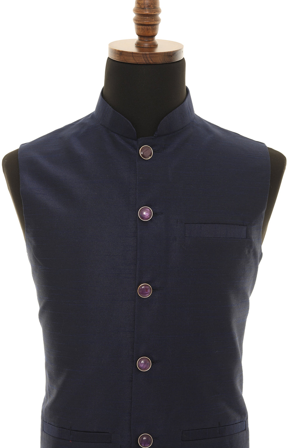 Men's Navy Blue Nehru Jacket, Sleeveless Jacket