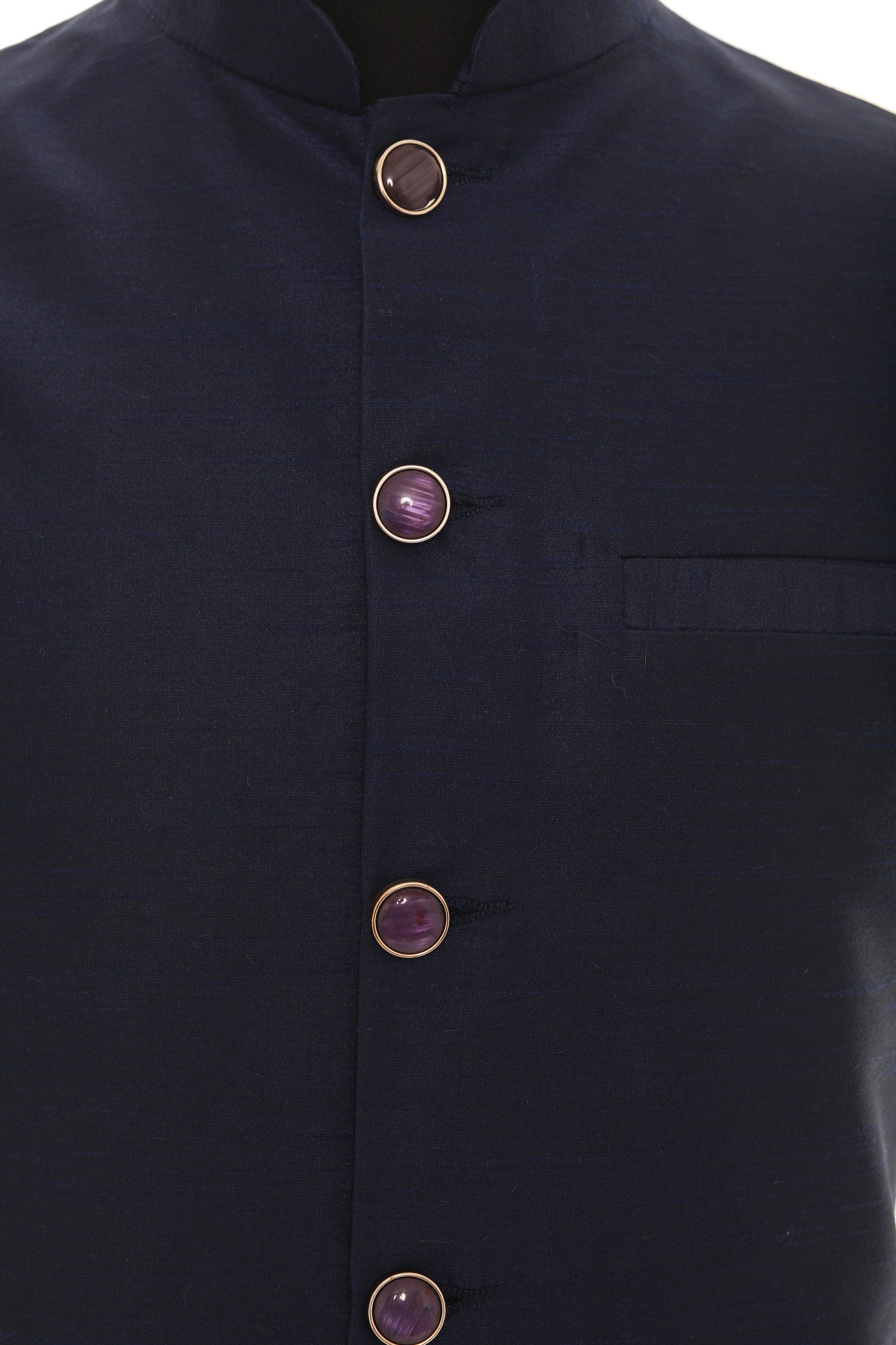 Men's Navy Blue Nehru Jacket, Sleeveless Jacket