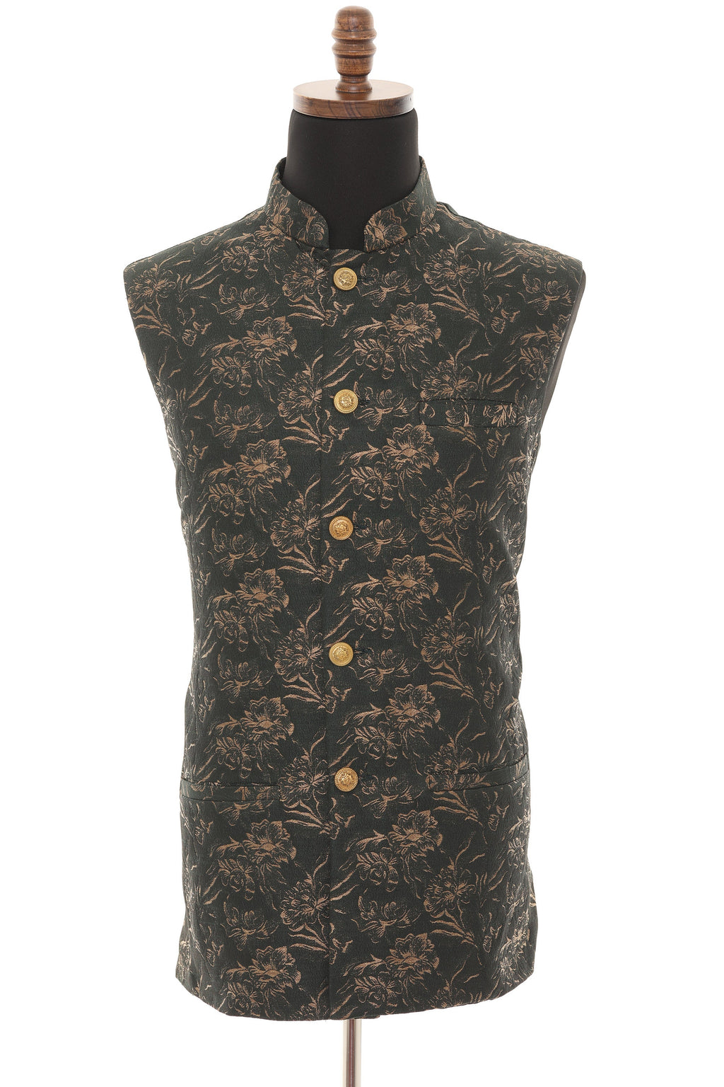 Men's  Green Floral Print Nehru Jacket