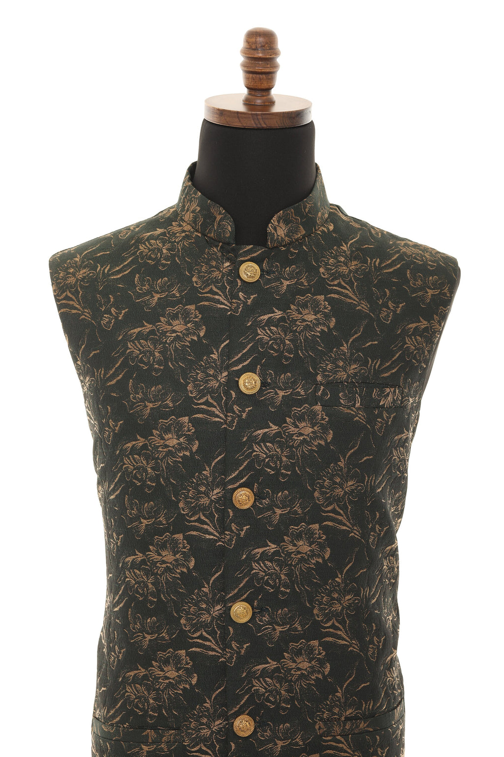 Men's  Green Floral Print Nehru Jacket