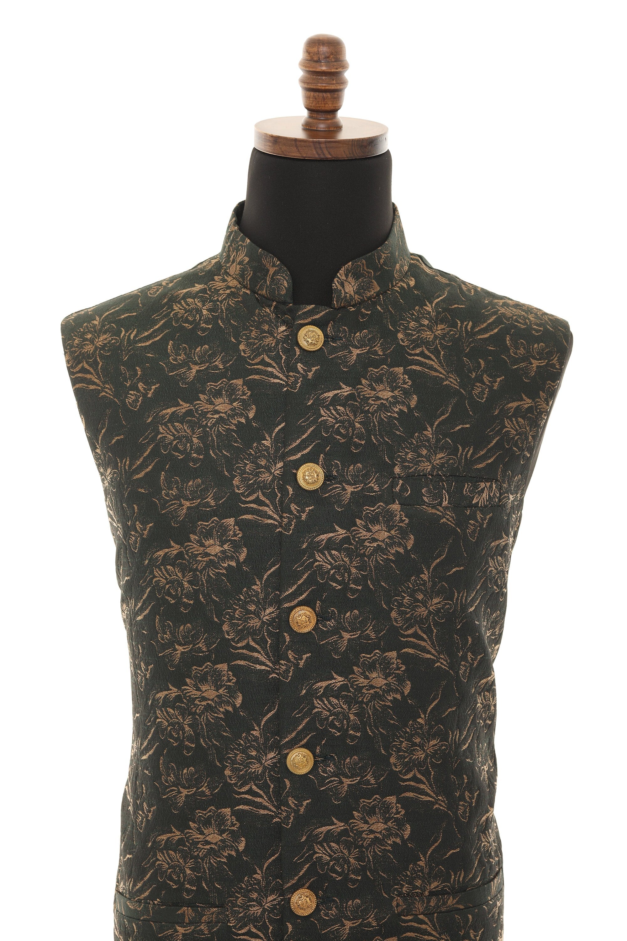 Men's  Green Floral Print Nehru Jacket