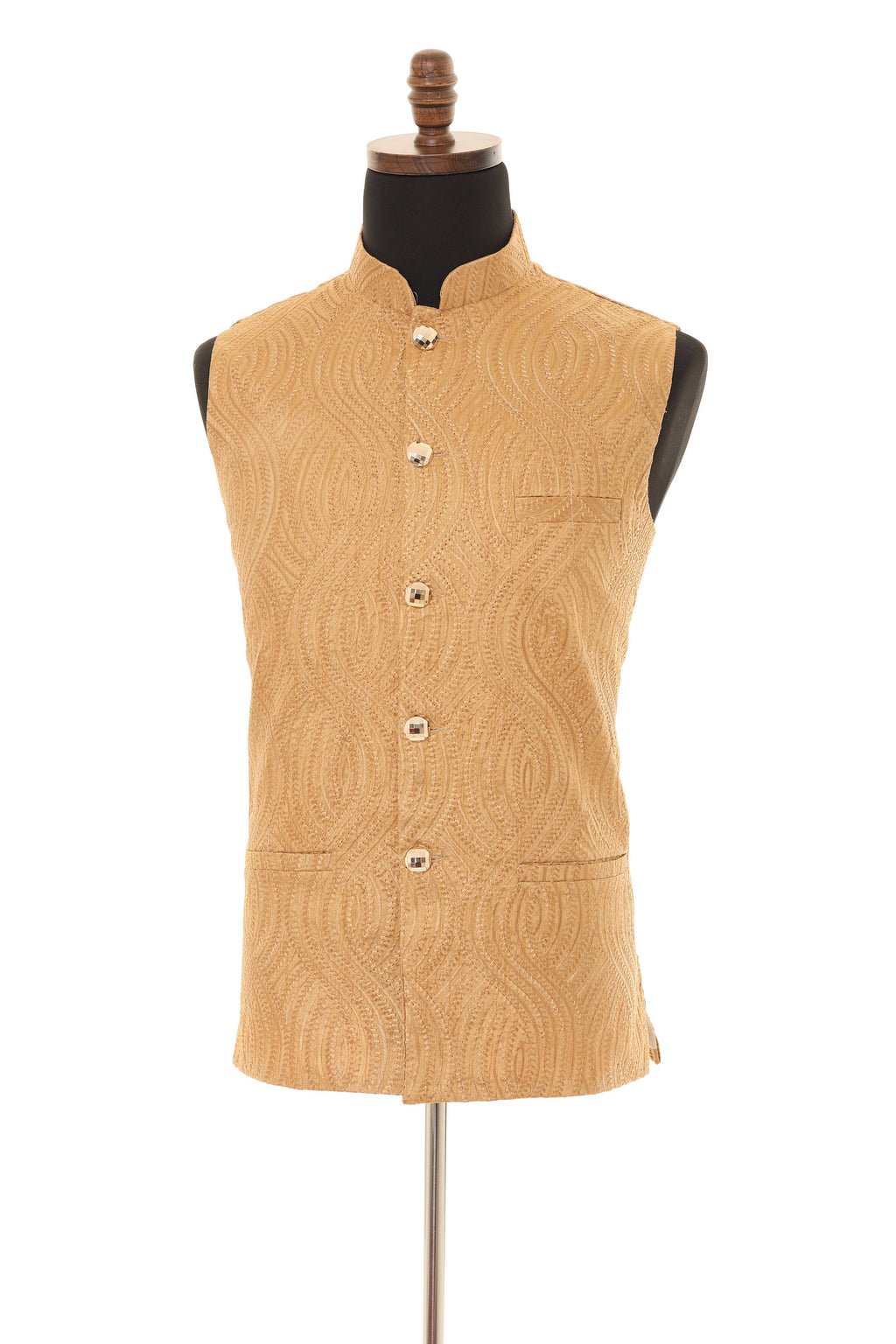 Men's Self embellished textured Thread Work Nehru Jacket