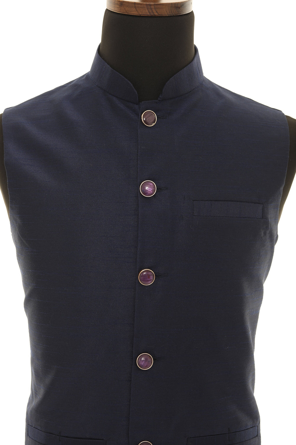 Men's Navy Blue Nehru Jacket, Sleeveless Jacket