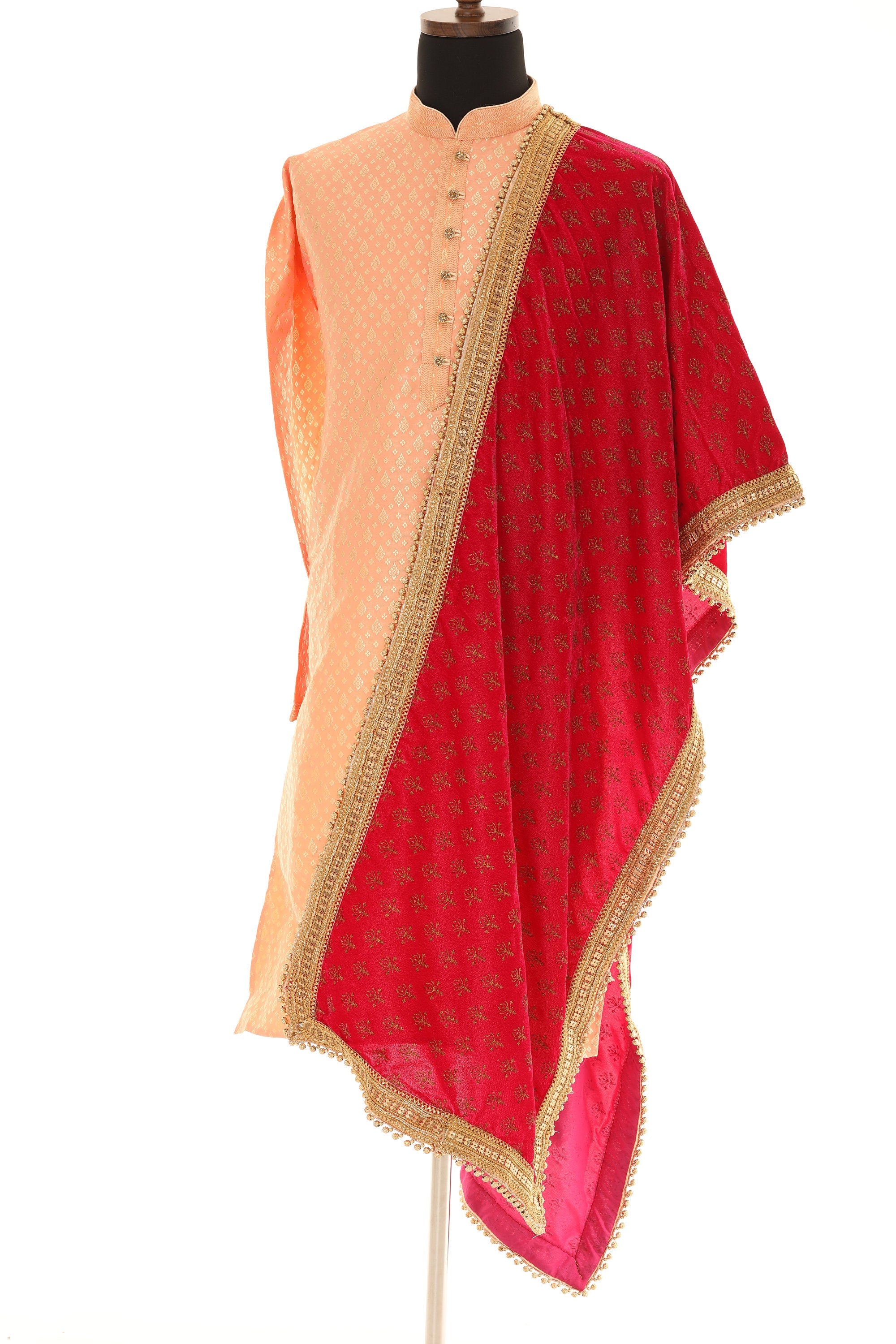 Unisex Indian Fancy Fuchsia Pink Velvet Shawl