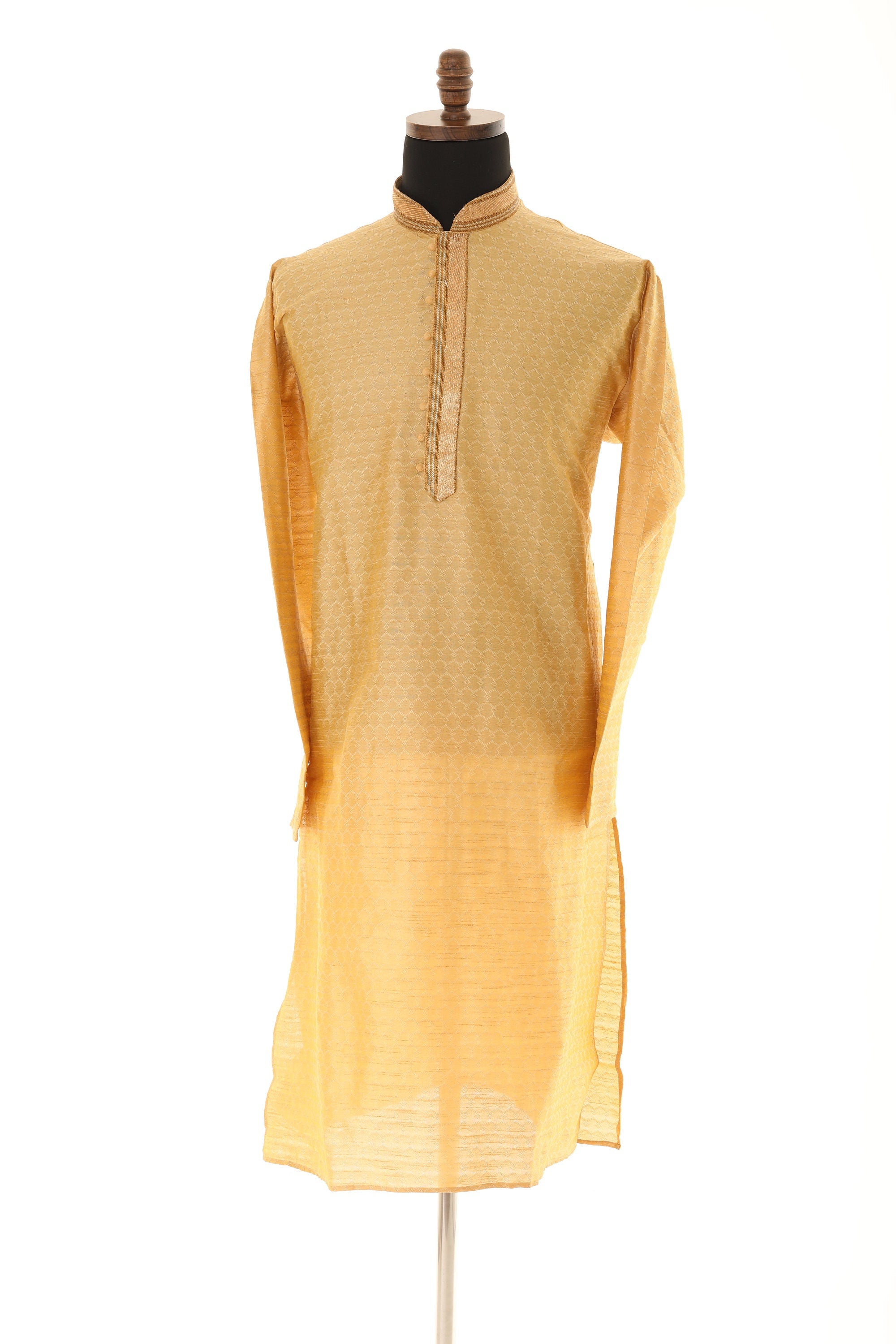 Men's Readymade Kurta Pajama In Golden Beige