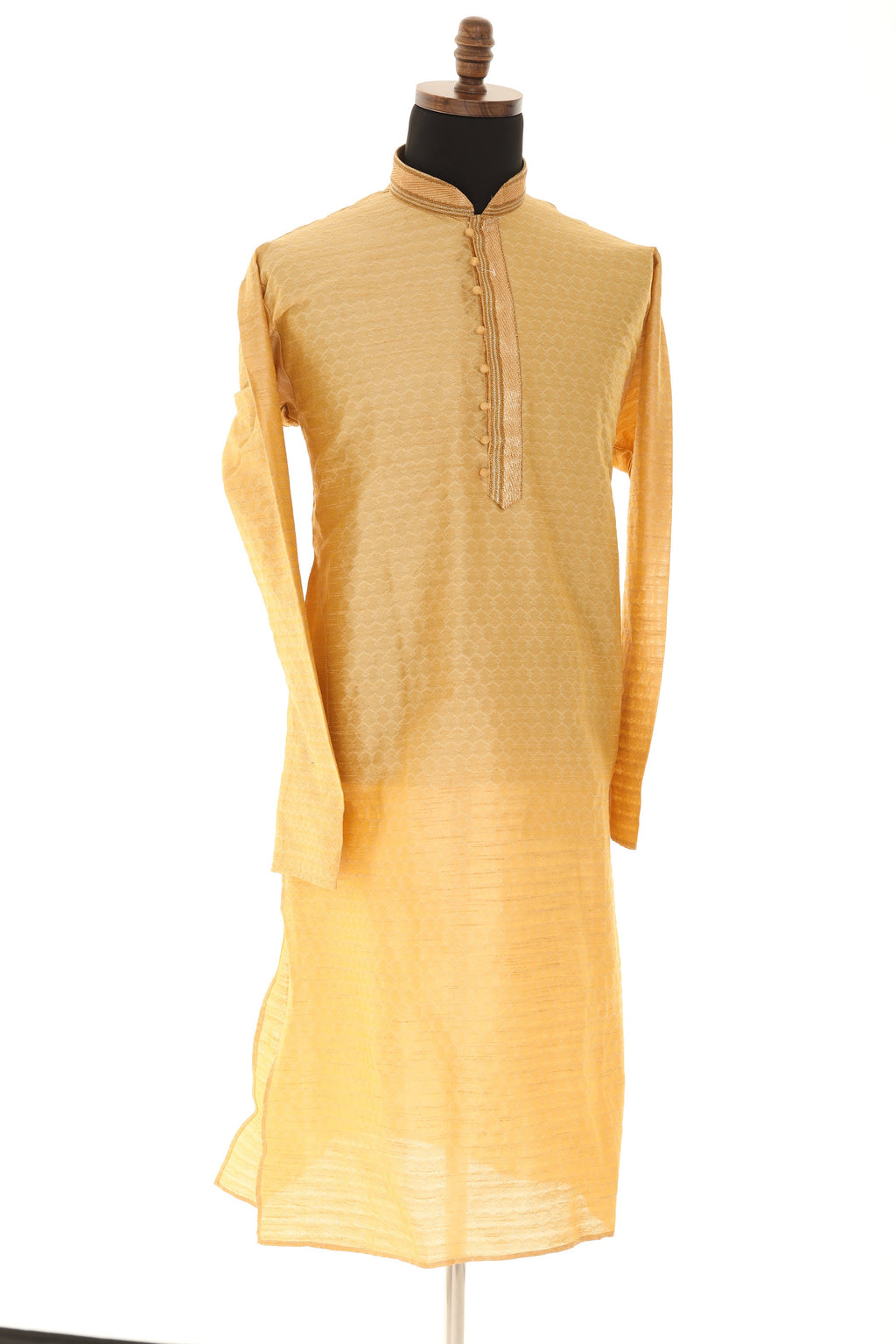 Men's Readymade Kurta Pajama In Golden Beige
