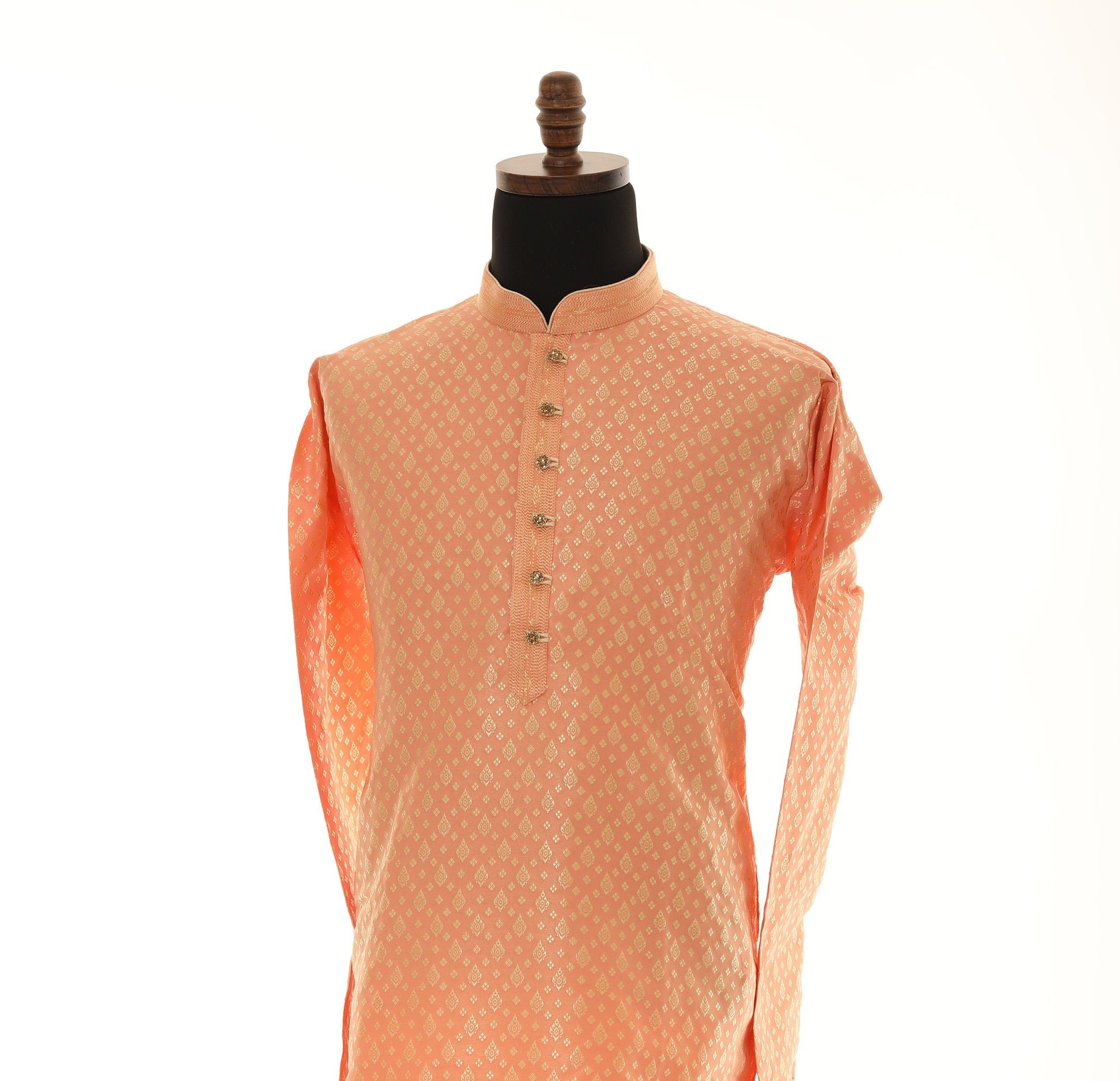 Men's Readymade Kurta Pajama In Peach