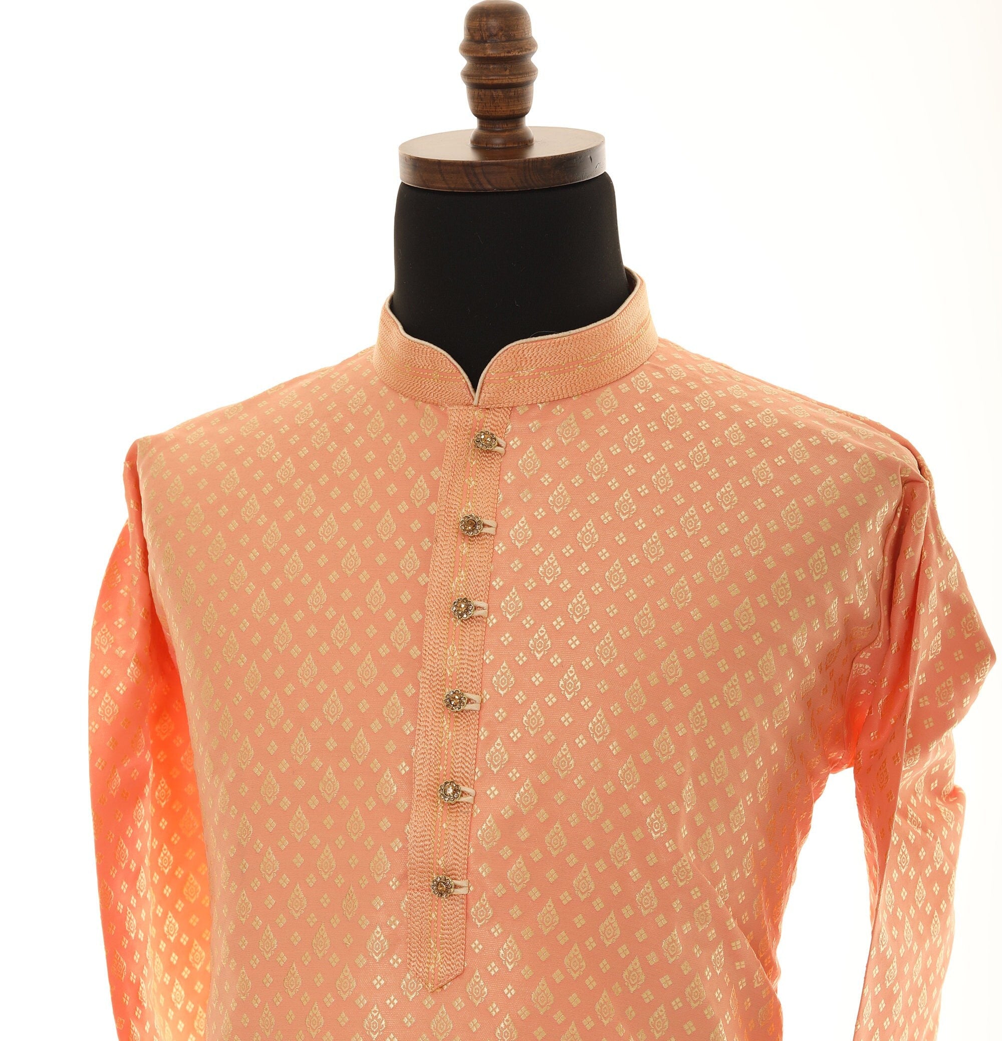 Men's Readymade Kurta Pajama In Peach