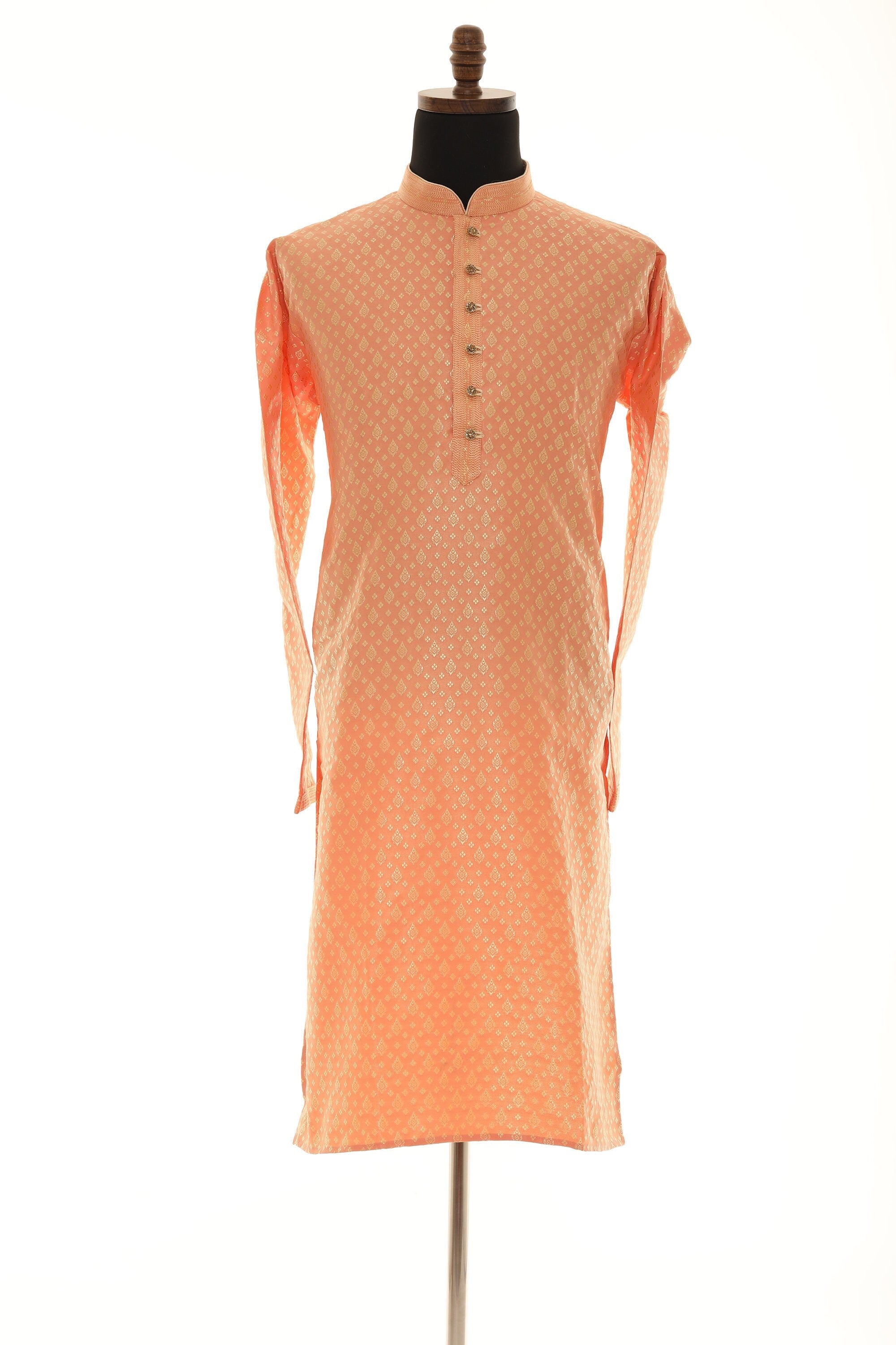Men's Readymade Kurta Pajama In Peach