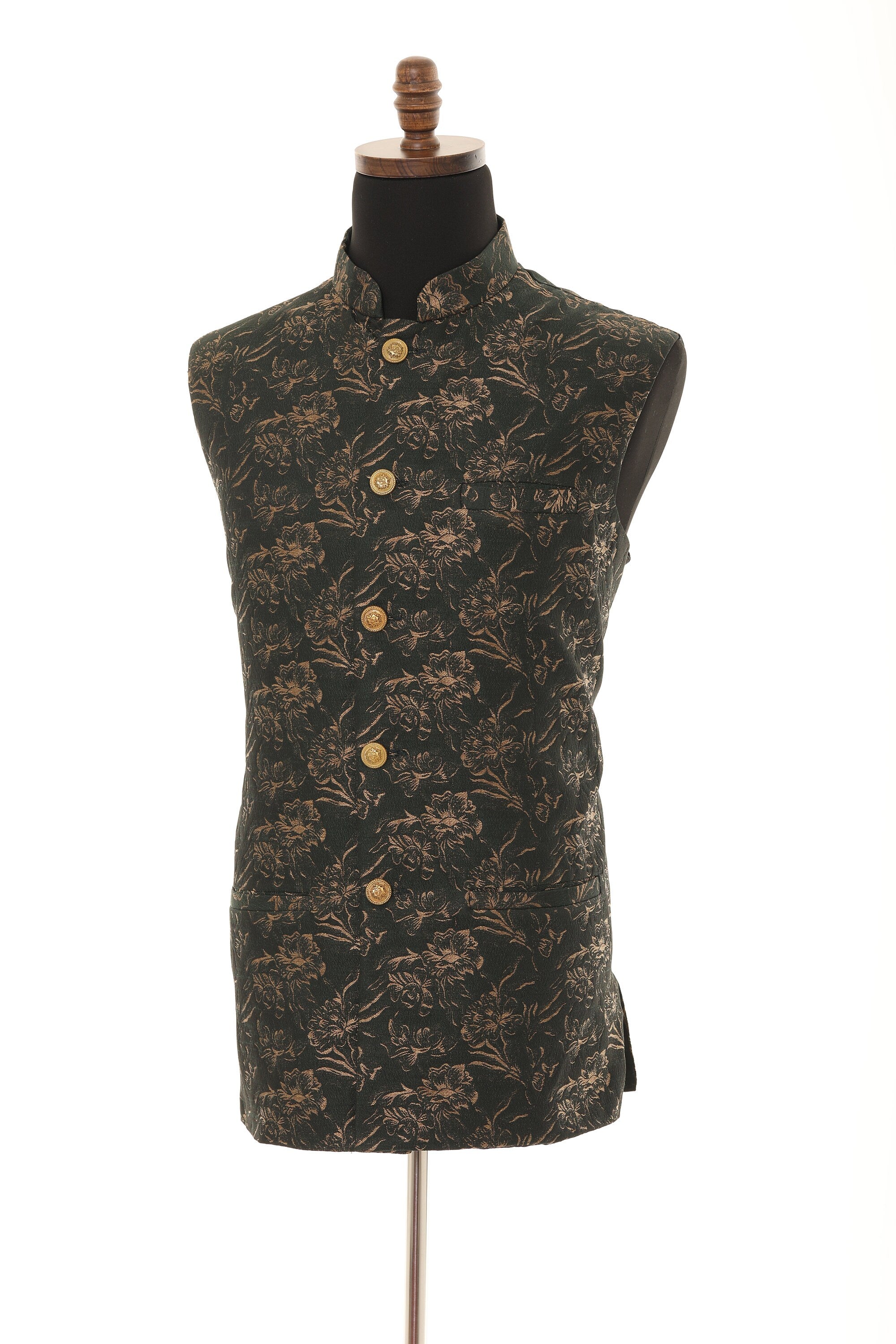 Men's  Green Floral Print Nehru Jacket