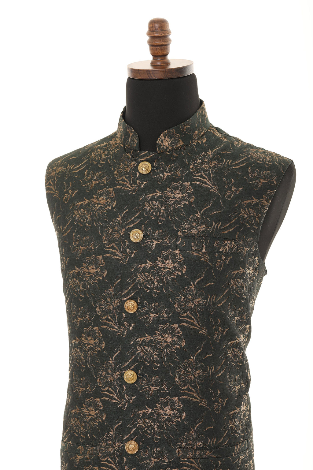 Men's  Green Floral Print Nehru Jacket