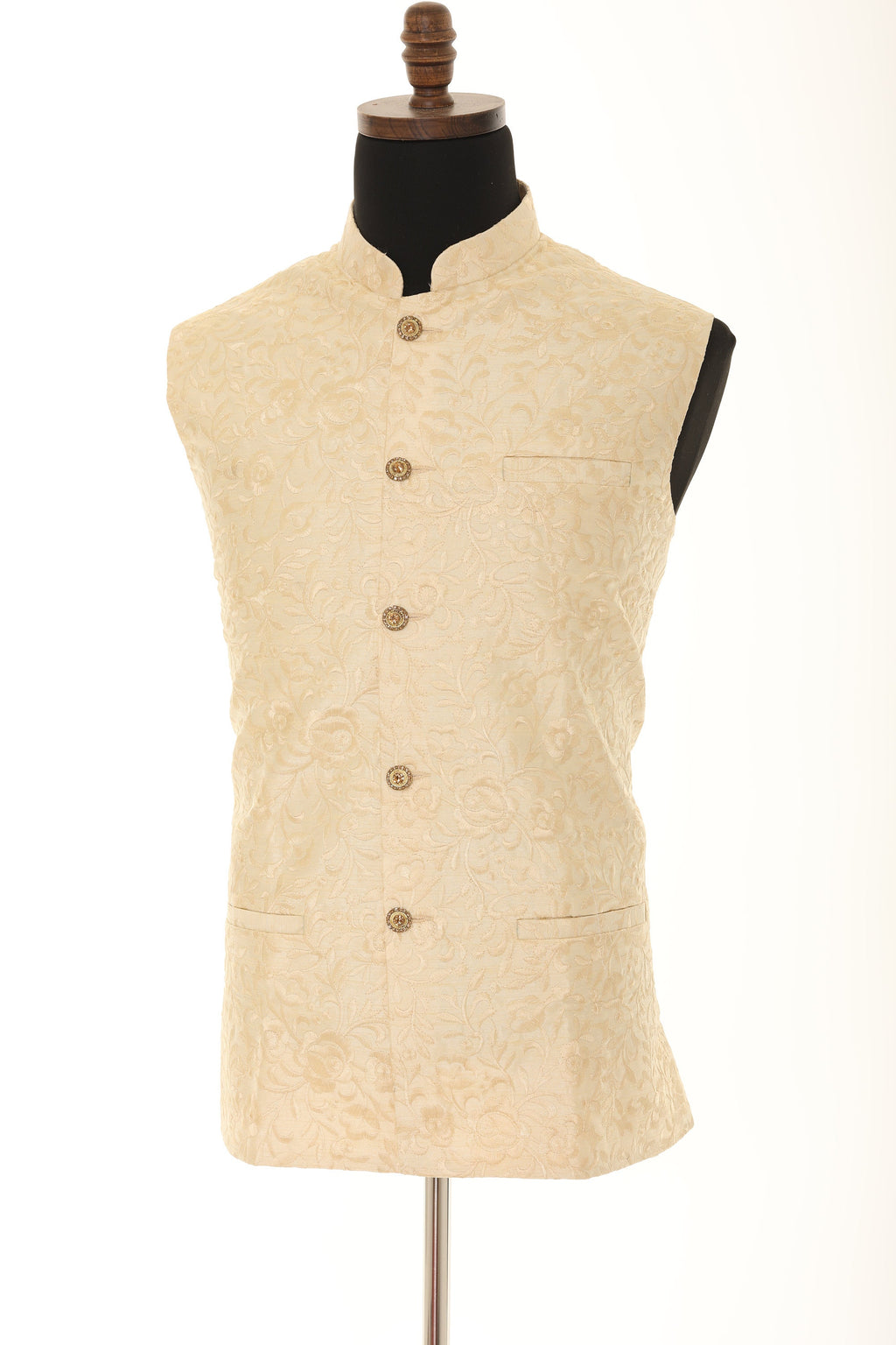 Men's Ivory With Thread Work Nehru Jacket