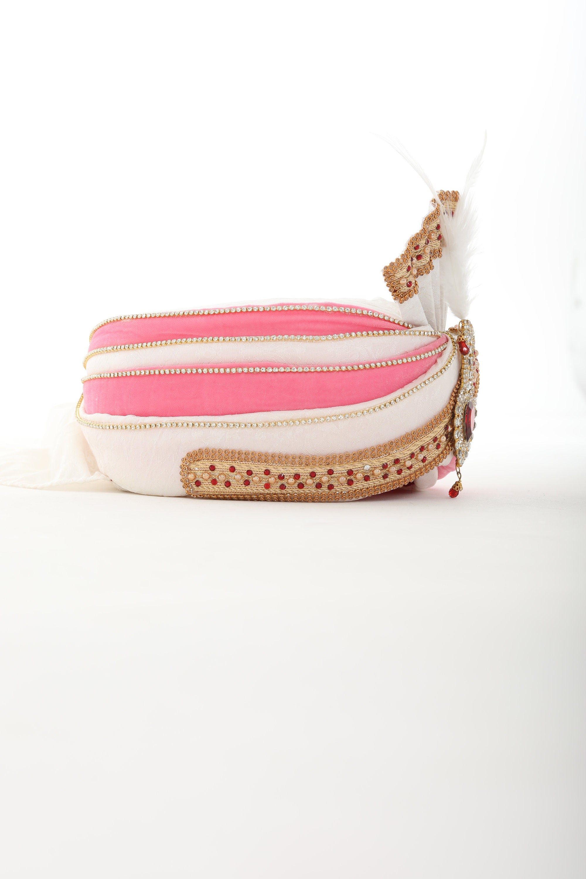 Exquisite White/Pink  Men Indian Turban