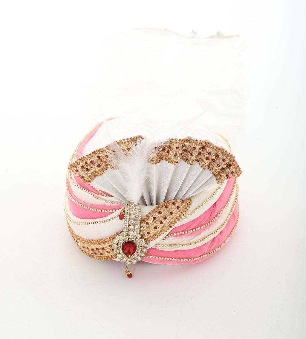 Exquisite White/Pink  Men Indian Turban