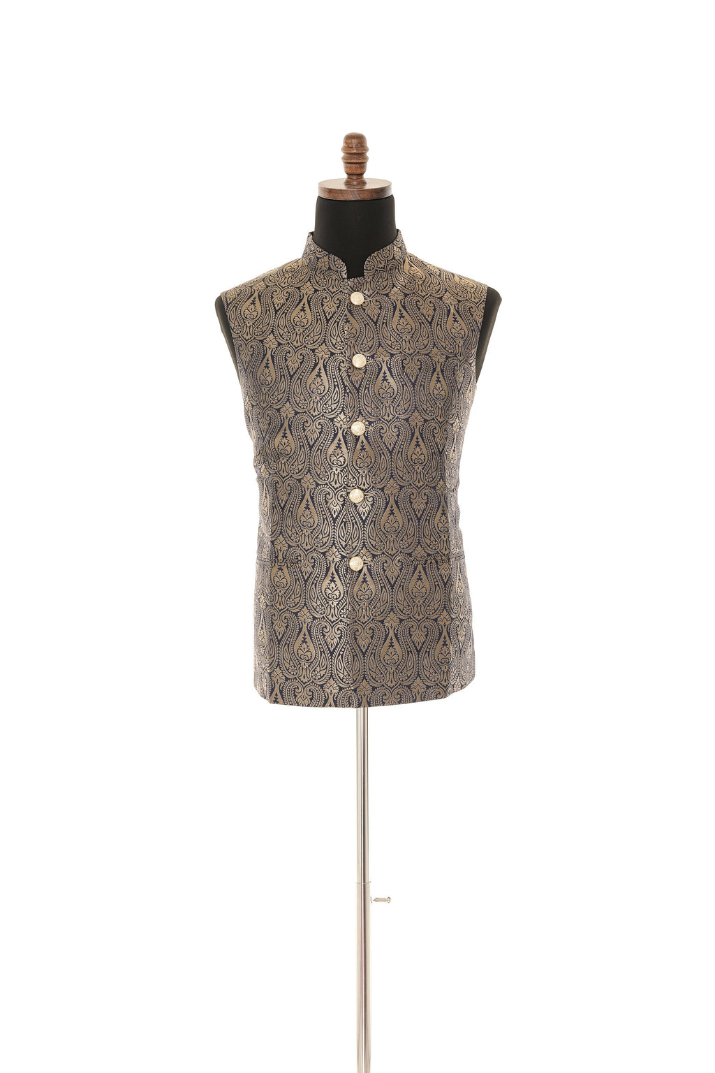 Brocade Blue Nehru Jacket for Men
