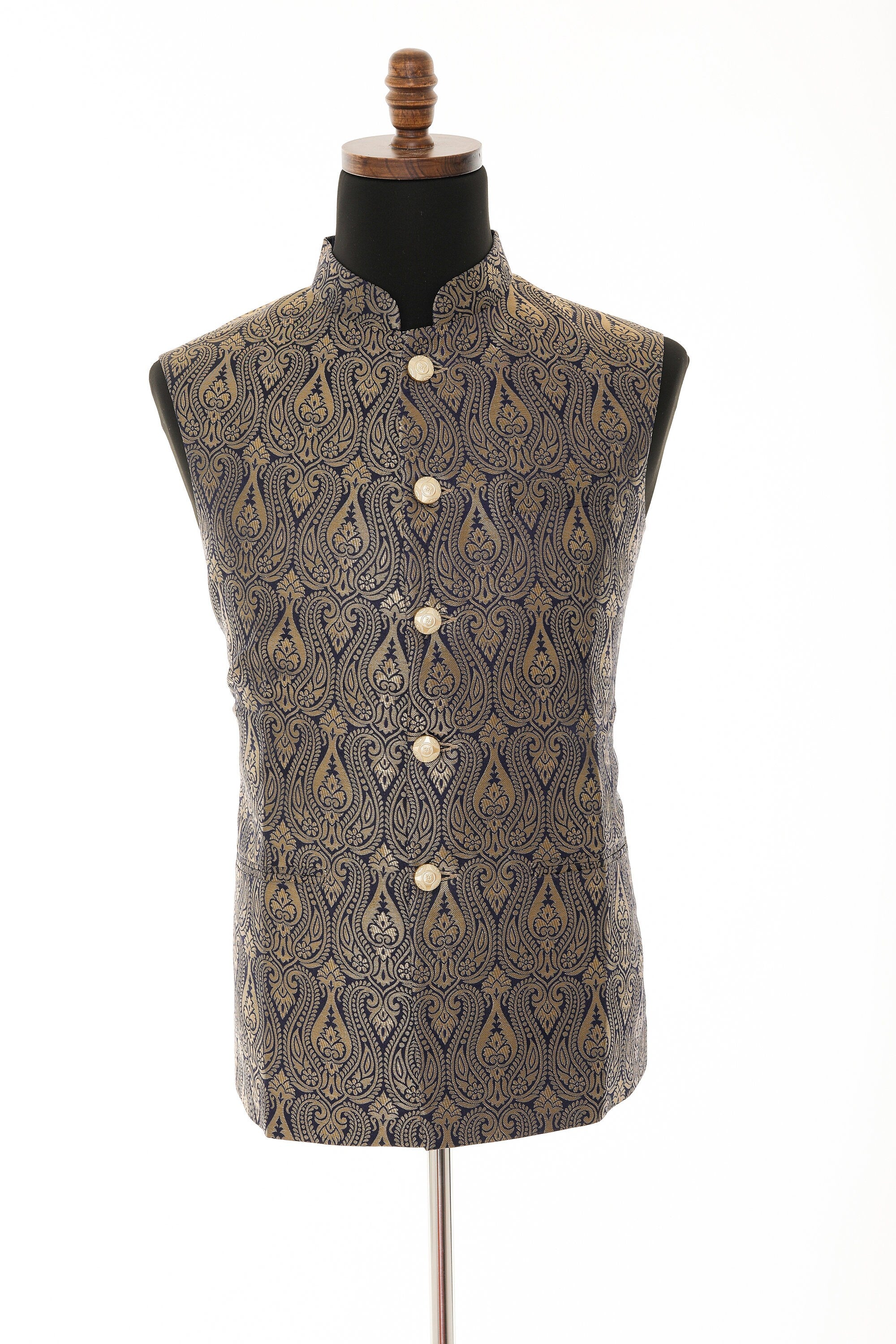 Brocade Blue Nehru Jacket for Men