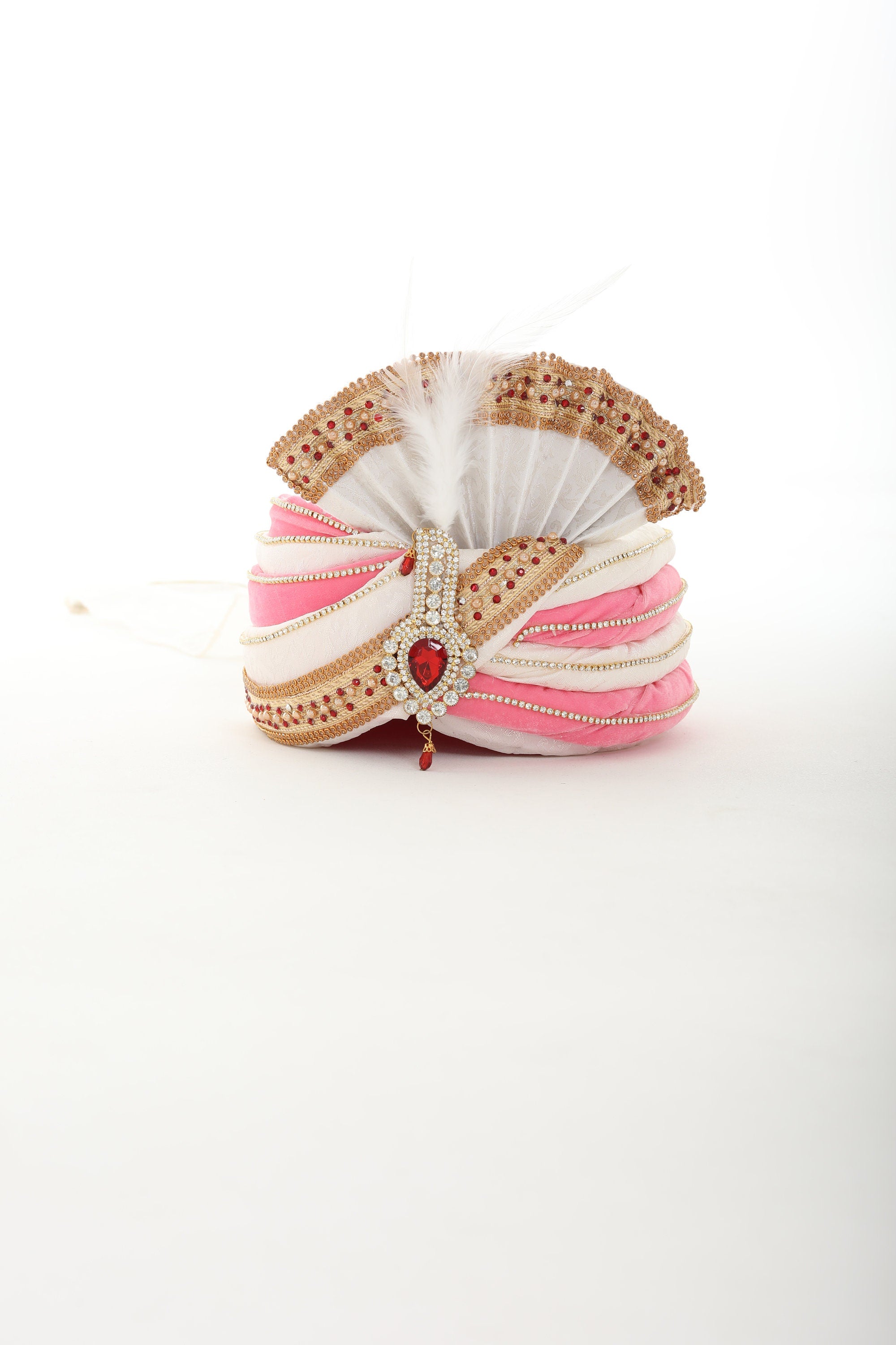 Exquisite White/Pink  Men Indian Turban