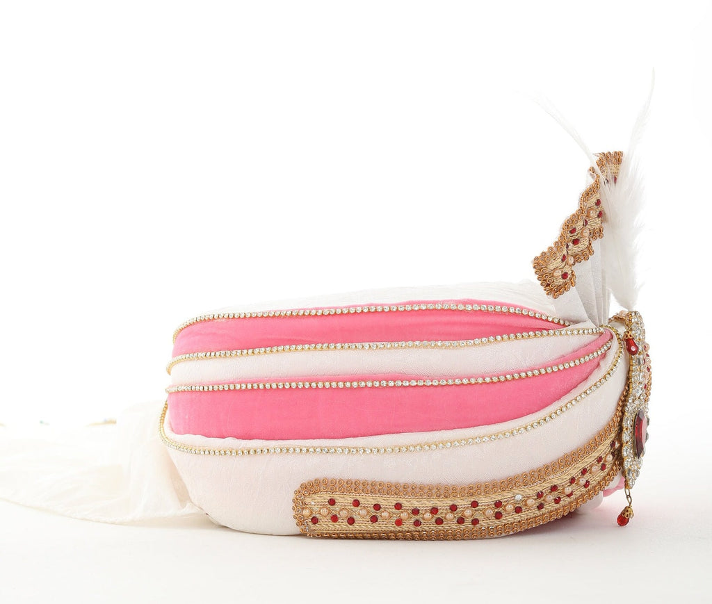 Exquisite White/Pink  Men Indian Turban