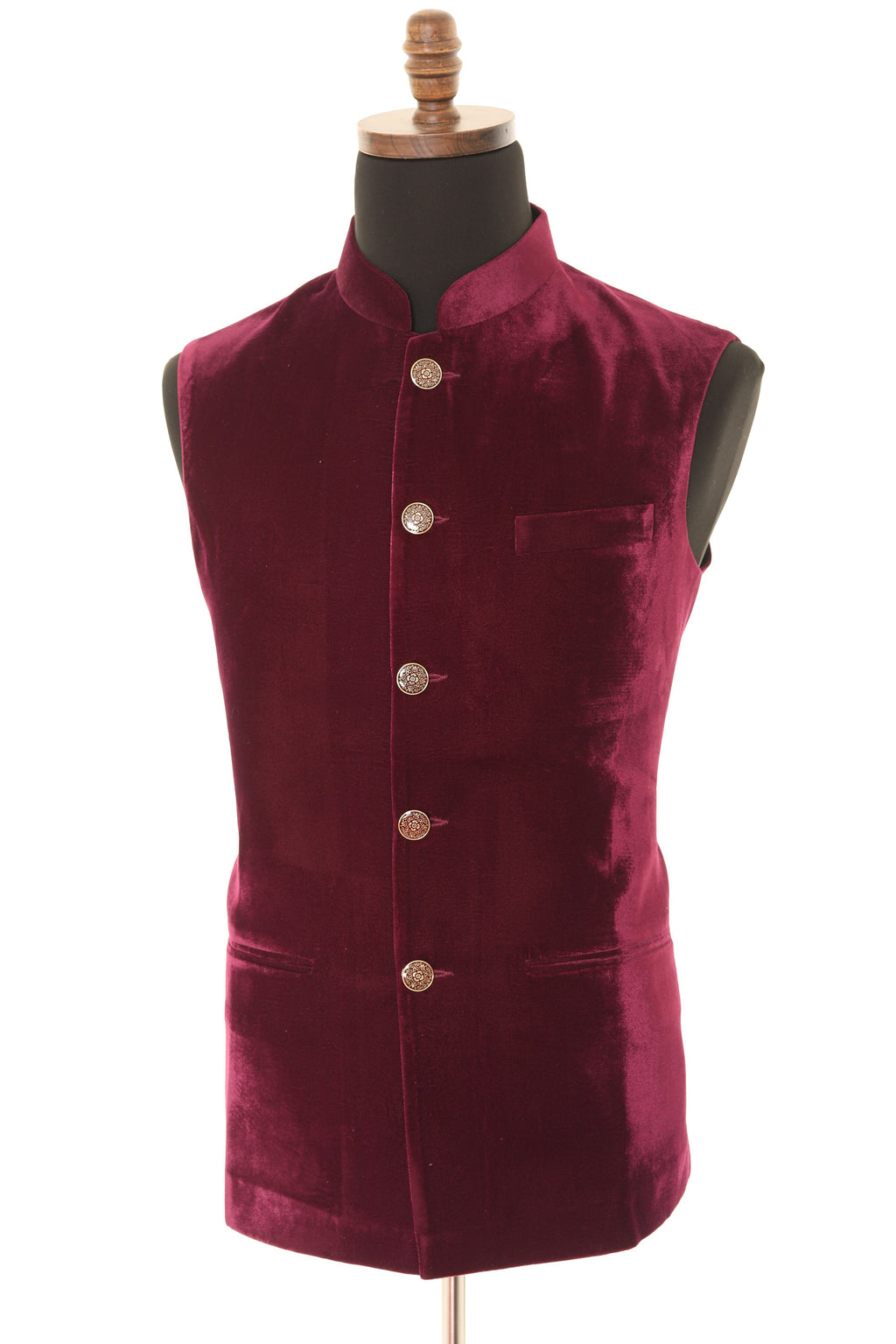 Maroon Luxurious Velvet Nehru Men's Jacket