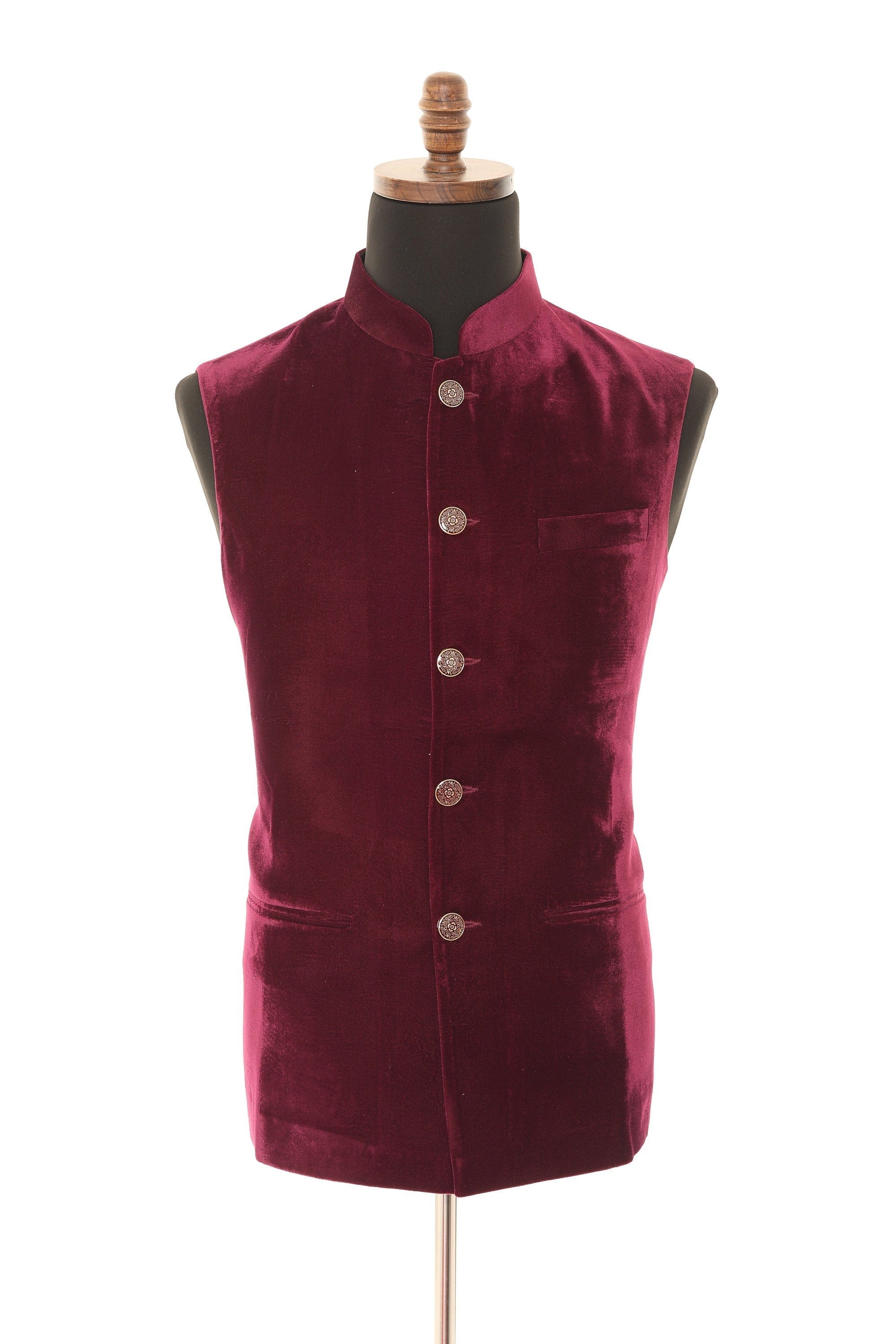 Maroon Luxurious Velvet Nehru Men's Jacket