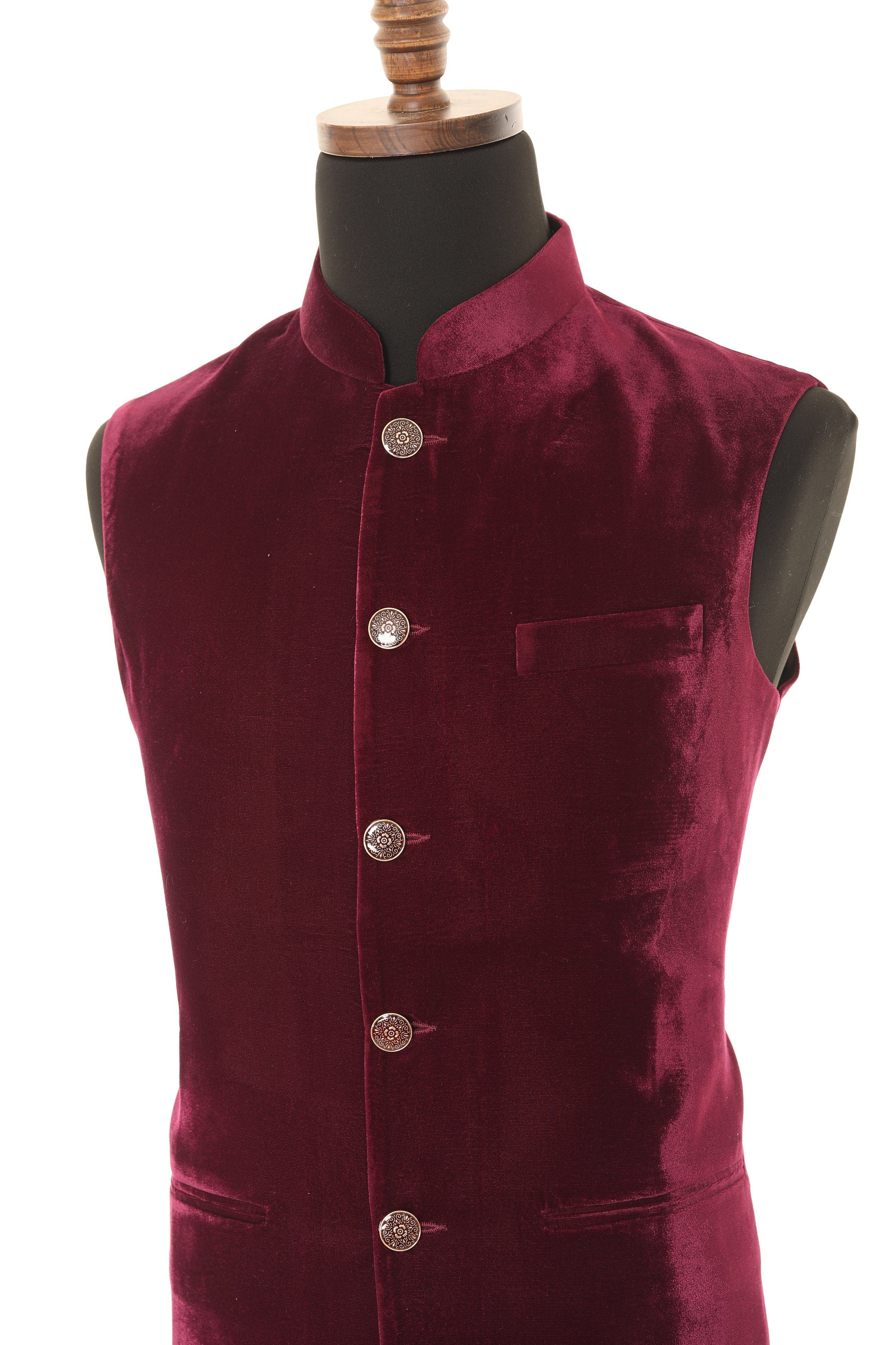 Maroon Luxurious Velvet Nehru Men's Jacket