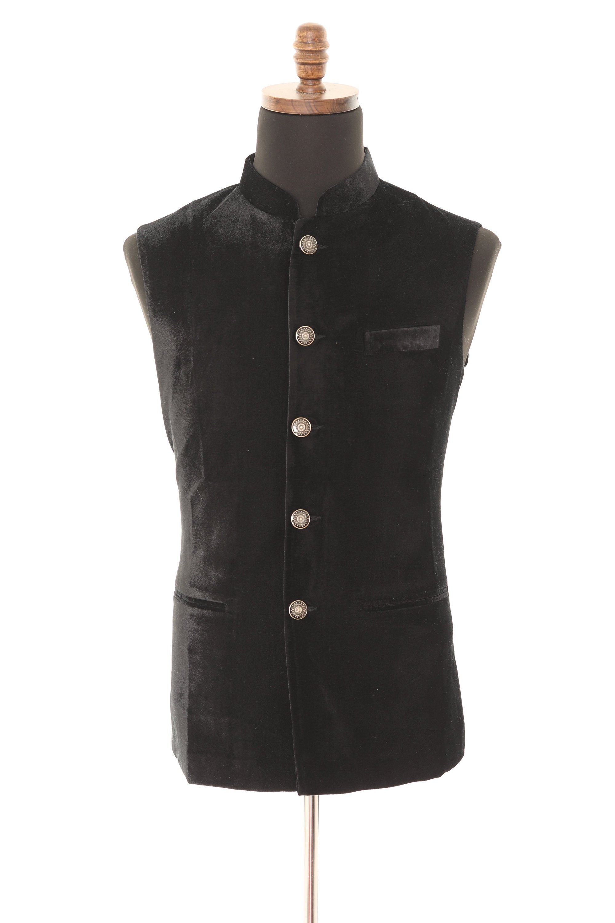 Black Luxurious Velvet Nehru Men's Jacket