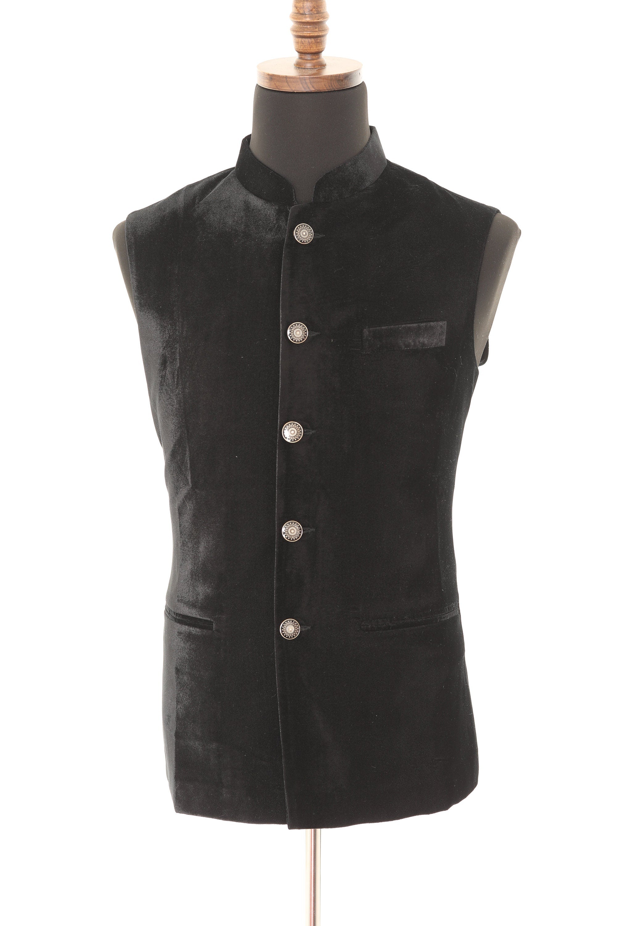 Black Luxurious Velvet Nehru Men's Jacket