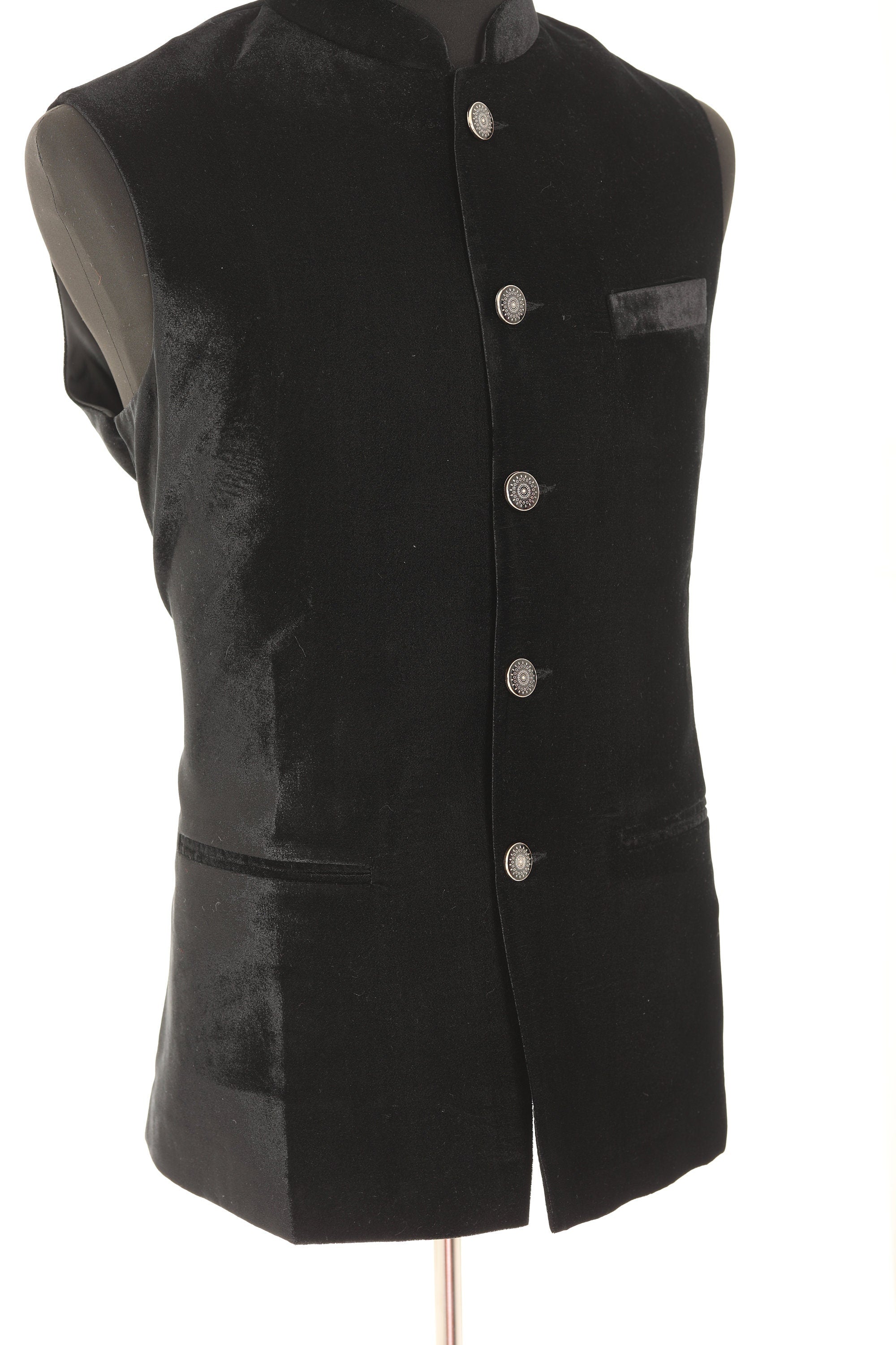 Black Luxurious Velvet Nehru Men's Jacket