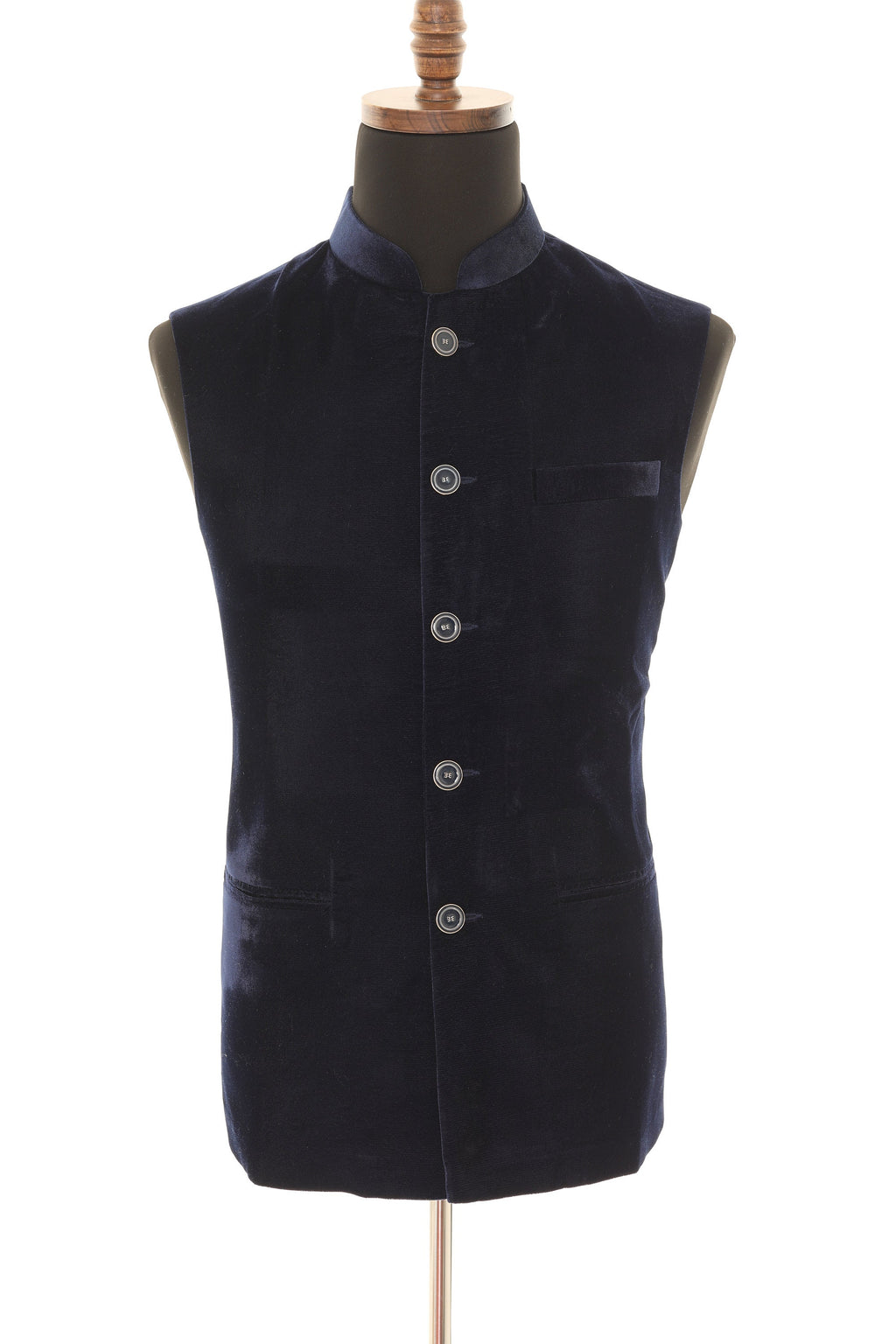 Navy Blue Luxurious Velvet Nehru Men's Jacket