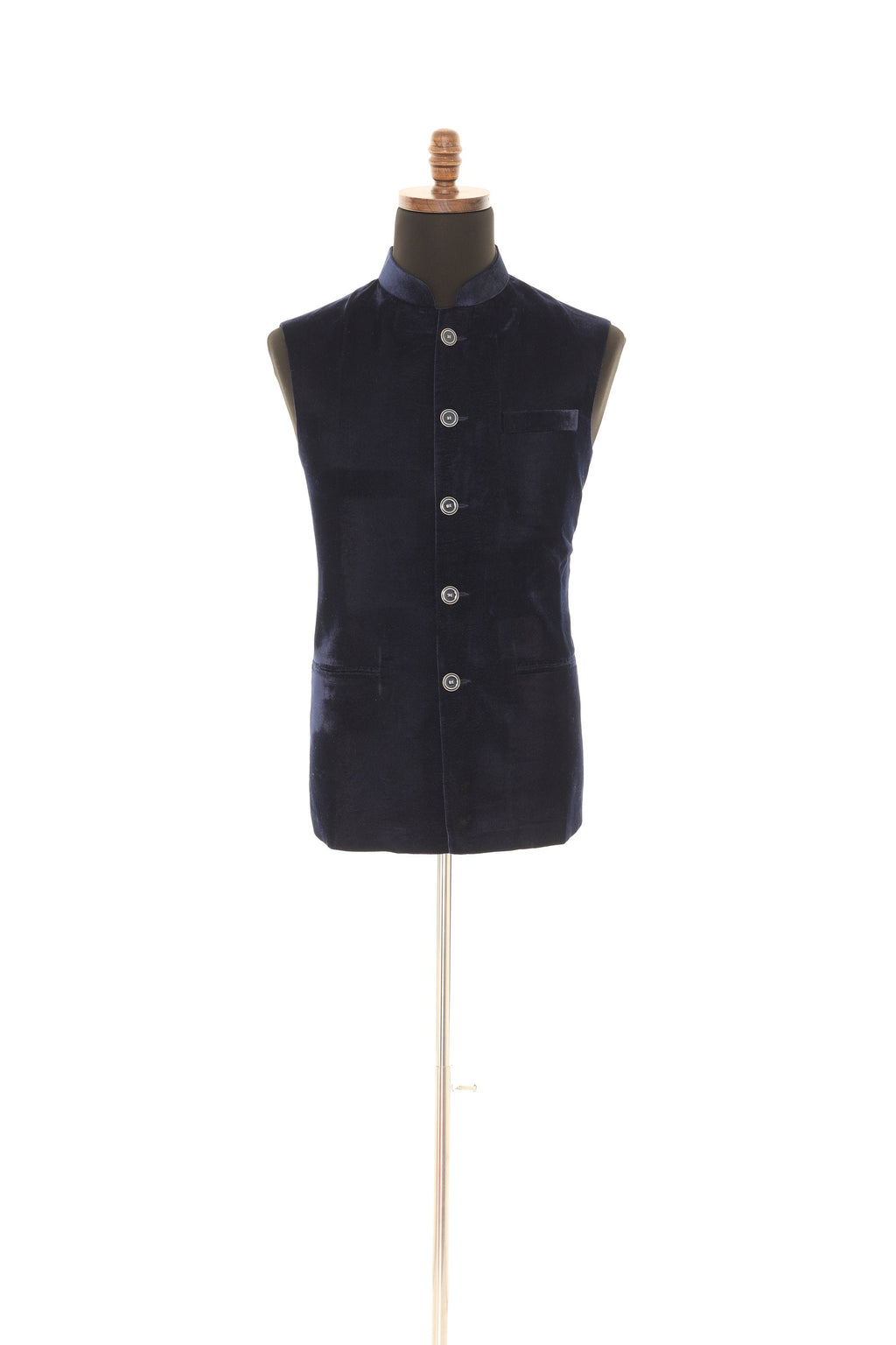 Navy Blue Luxurious Velvet Nehru Men's Jacket