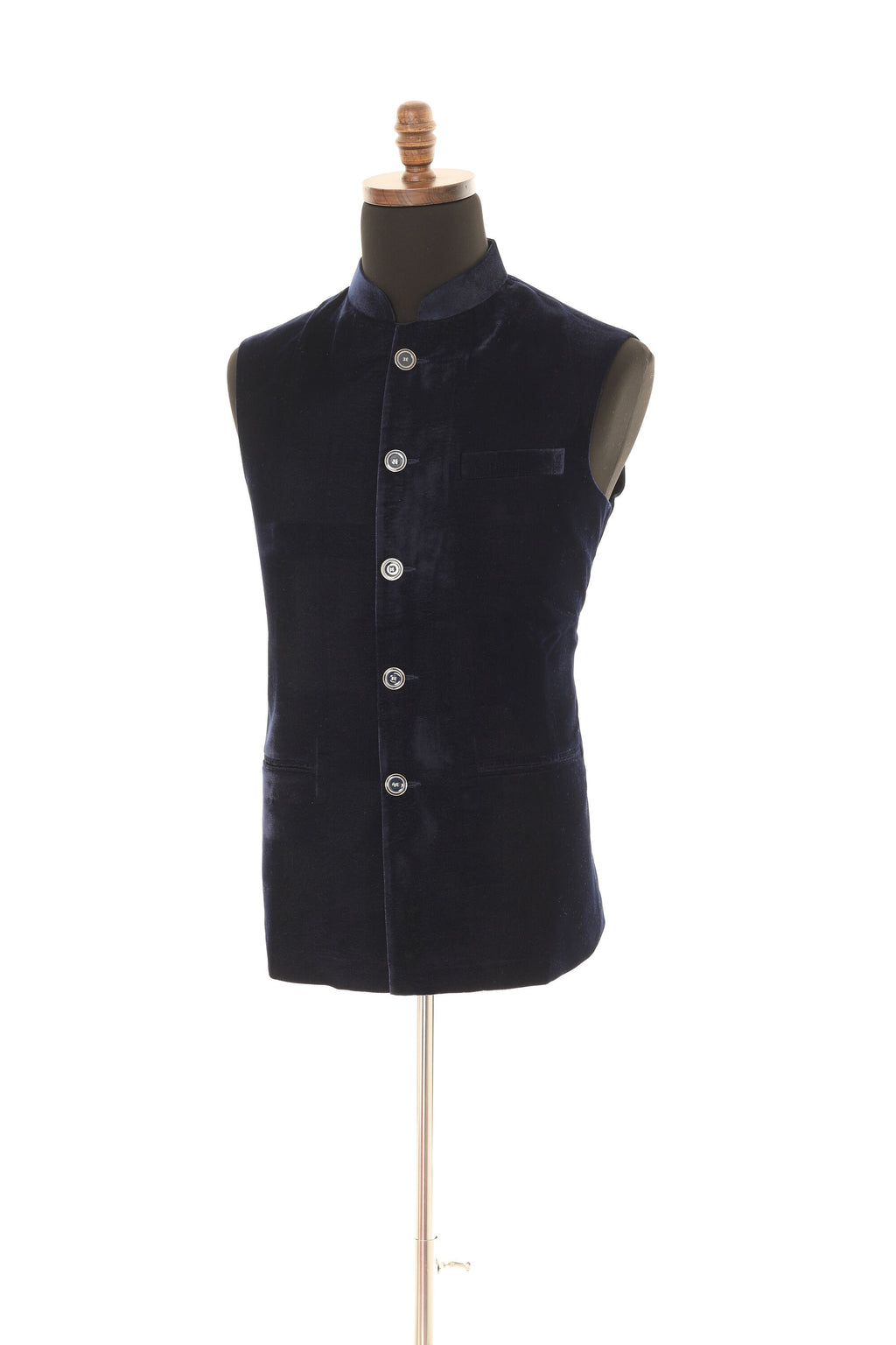 Navy Blue Luxurious Velvet Nehru Men's Jacket