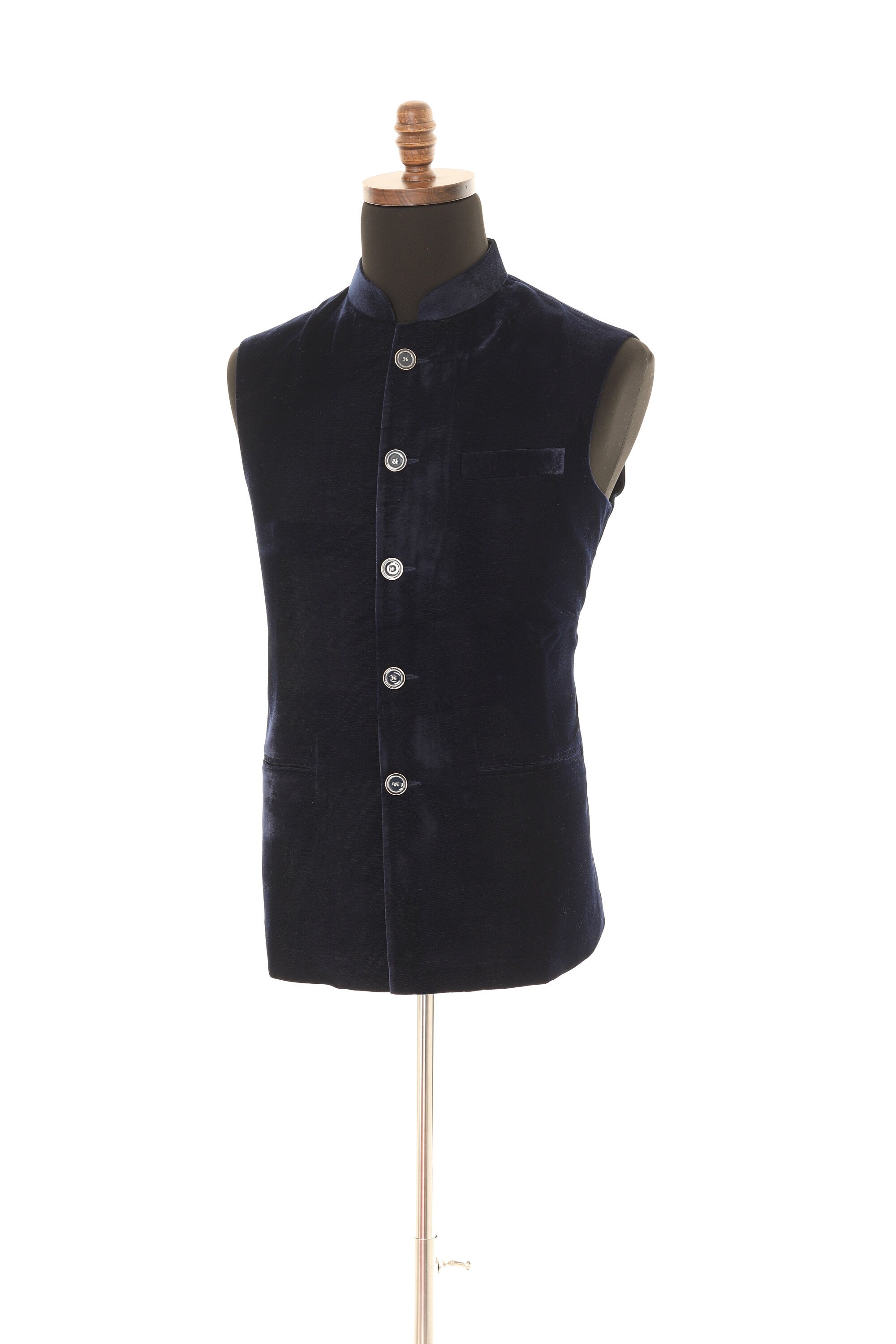 Navy Blue Luxurious Velvet Nehru Men's Jacket