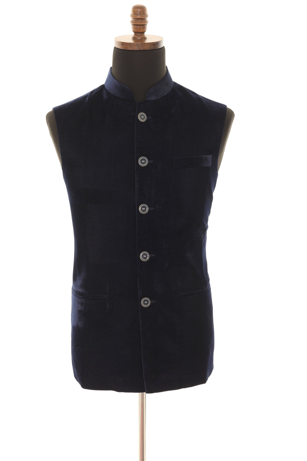Navy Blue Luxurious Velvet Nehru Men's Jacket