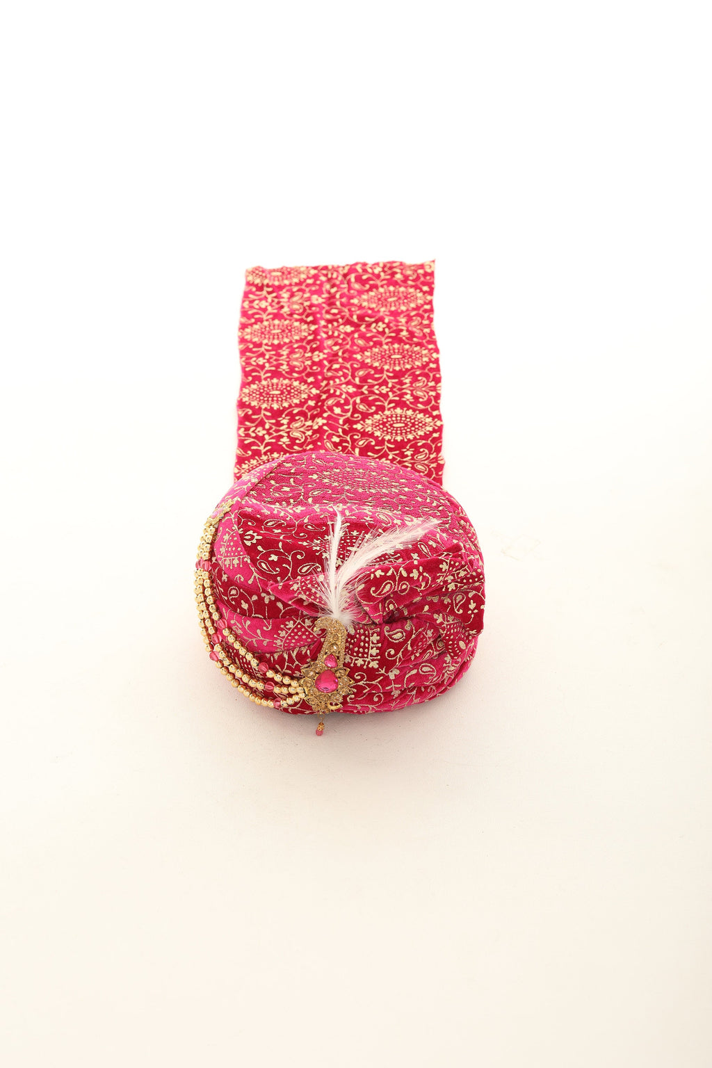 Fuchsia Velvet Groom Turban and Matching Velvet Scarves