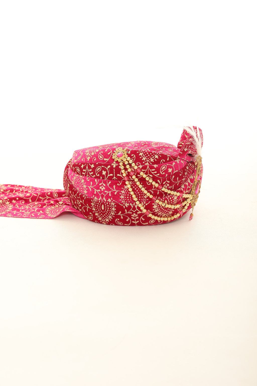 Fuchsia Velvet Groom Turban and Matching Velvet Scarves