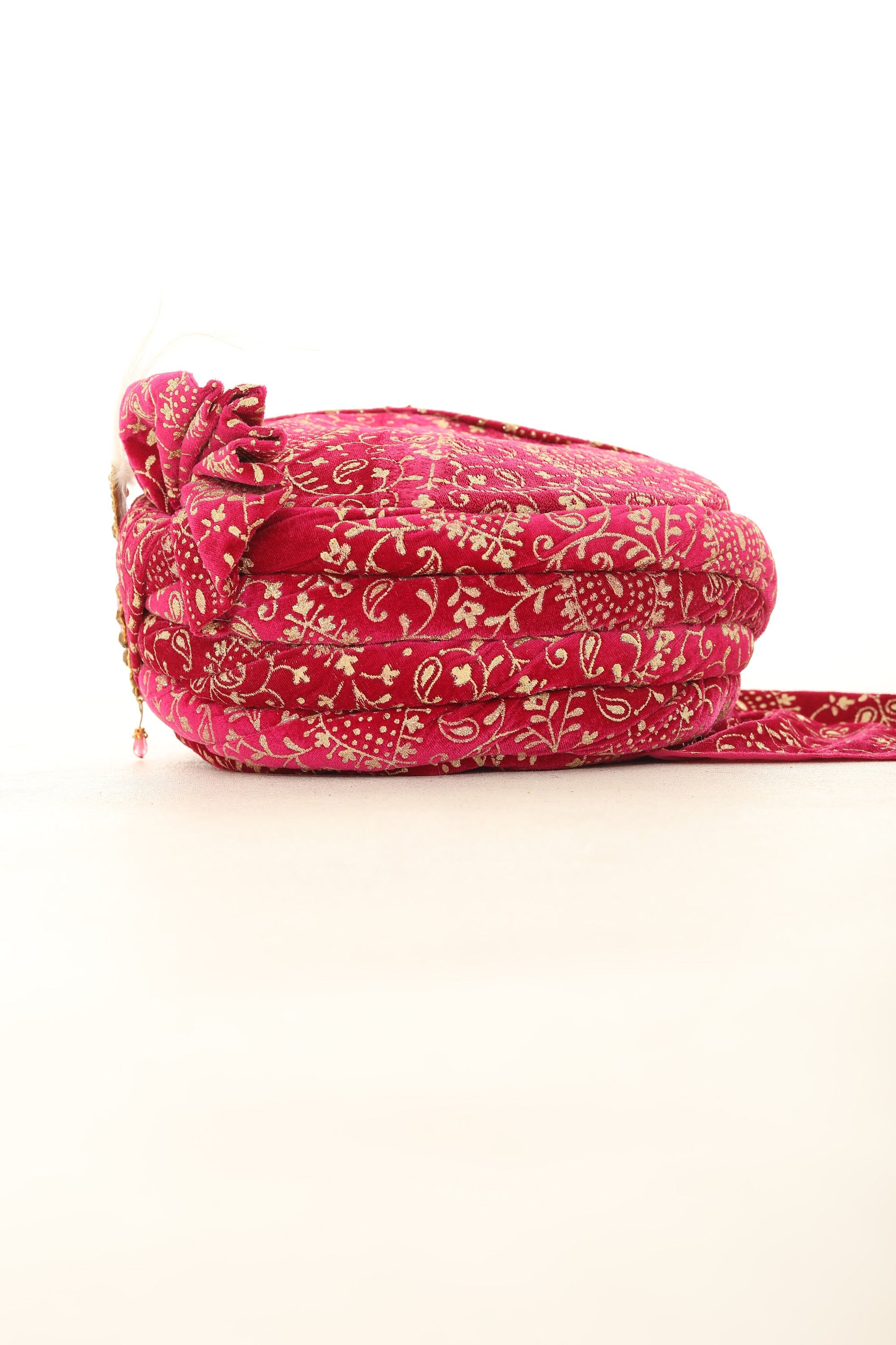 Fuchsia Velvet Groom Turban and Matching Velvet Scarves